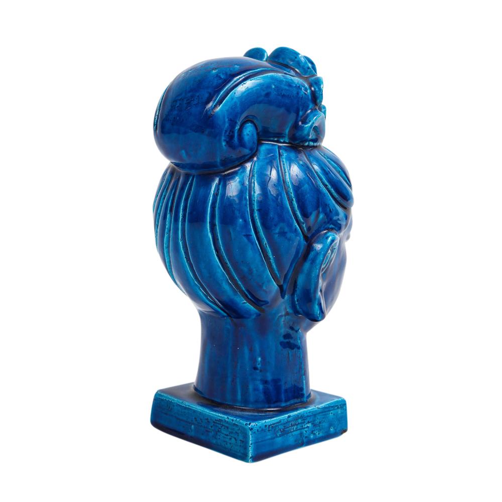 Mid-20th Century Aldo Londi Bitossi Kwan Yin, Ceramic, Buddha Bust, Blue