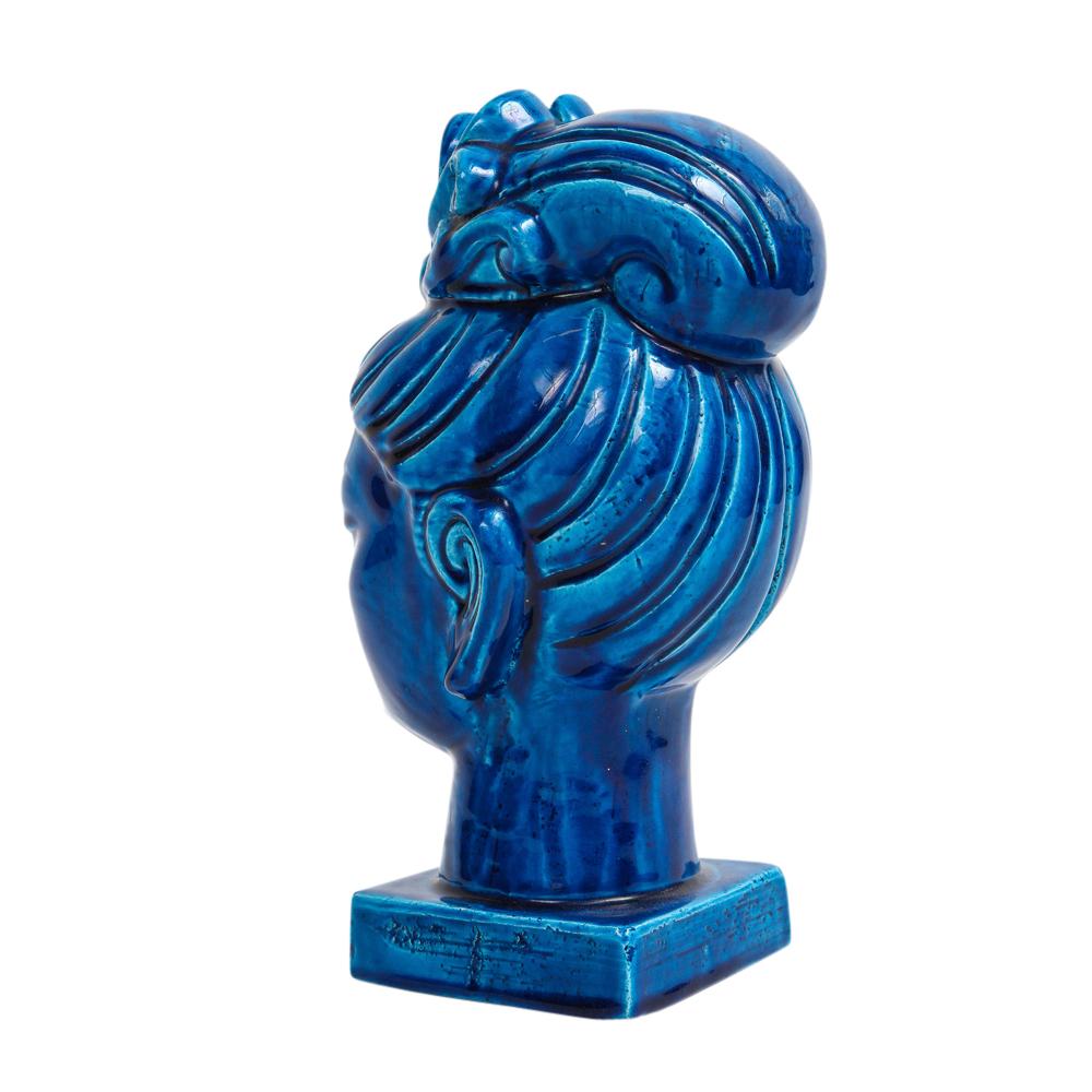Aldo Londi Bitossi Kwan Yin, Ceramic, Buddha Bust, Blue 2