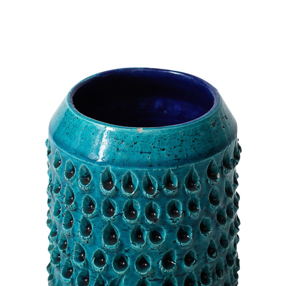 Jarrón Aldo Londi Bitossi Lacrima, Cerámica, Azul Turquesa, Texturado, Firmado en venta 2