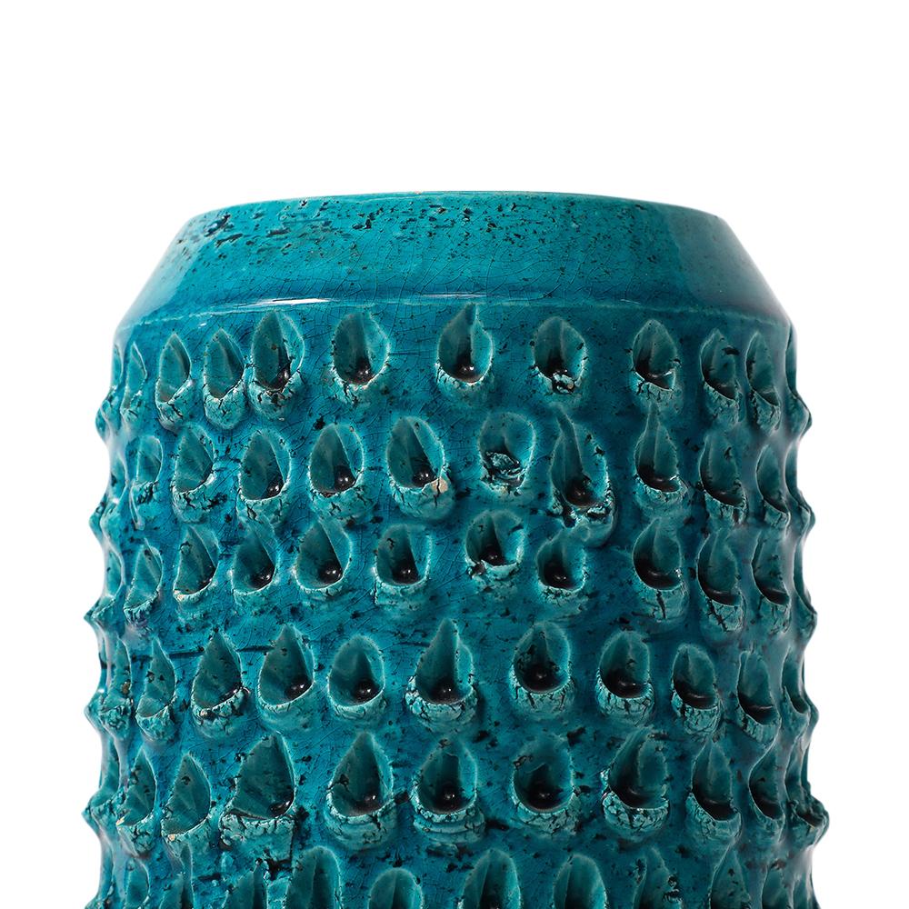 Jarrón Aldo Londi Bitossi Lacrima, Cerámica, Azul Turquesa, Texturado, Firmado en venta 5
