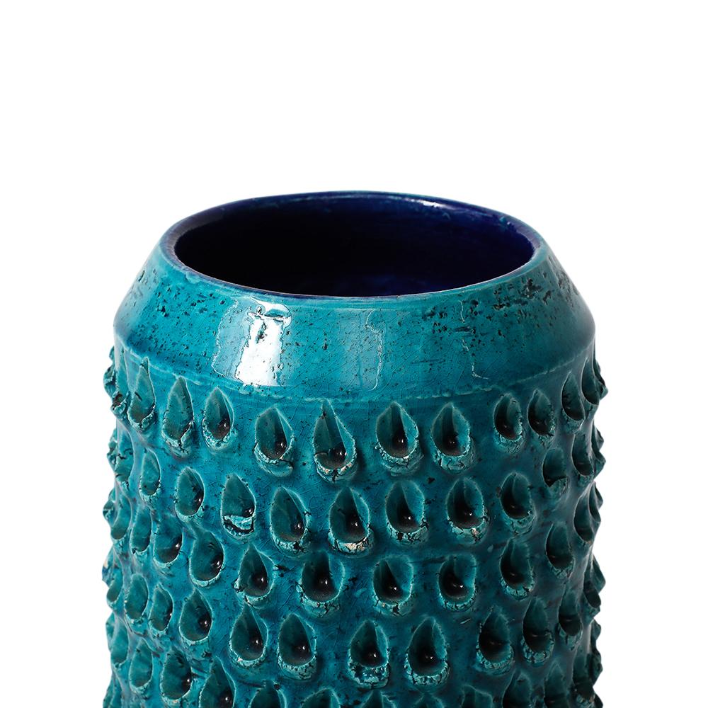 Jarrón Aldo Londi Bitossi Lacrima, Cerámica, Azul Turquesa, Texturado, Firmado en venta 7