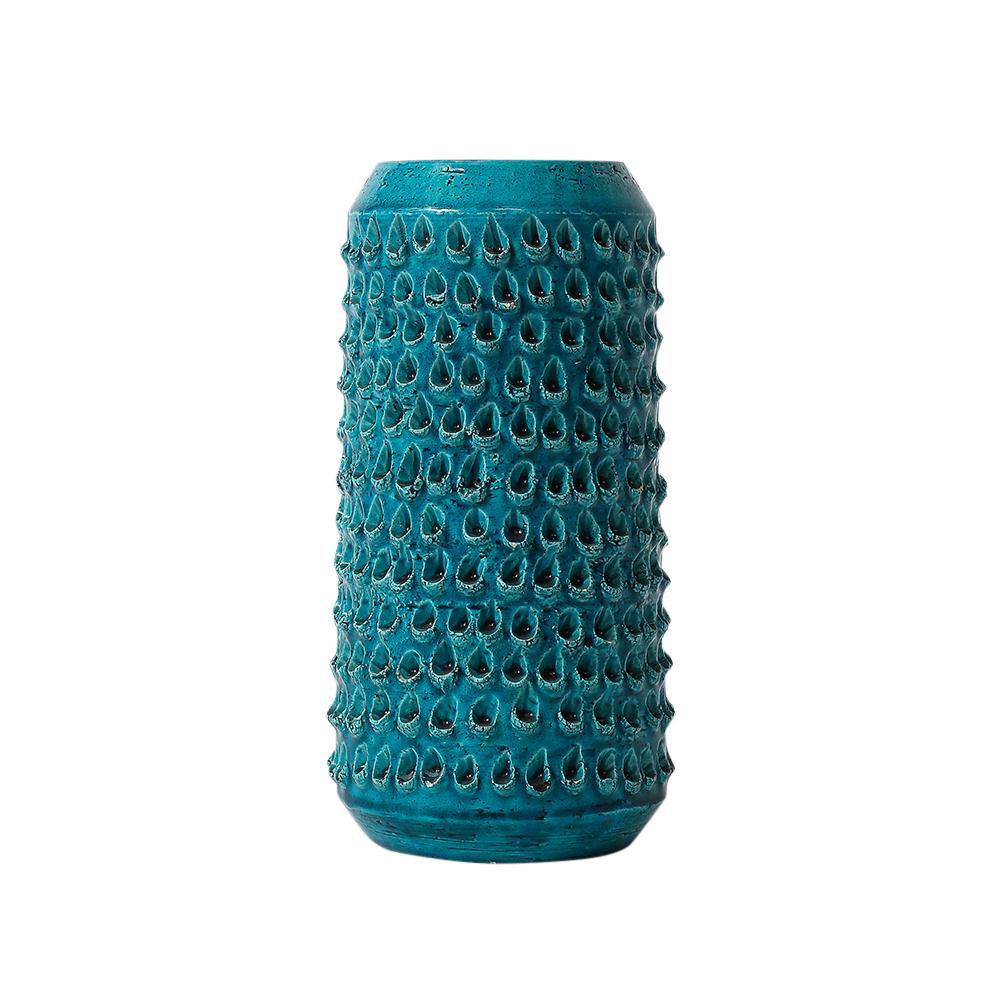 Jarrón Aldo Londi Bitossi Lacrima, Cerámica, Azul Turquesa, Texturado, Firmado en Bueno estado para la venta en New York, NY