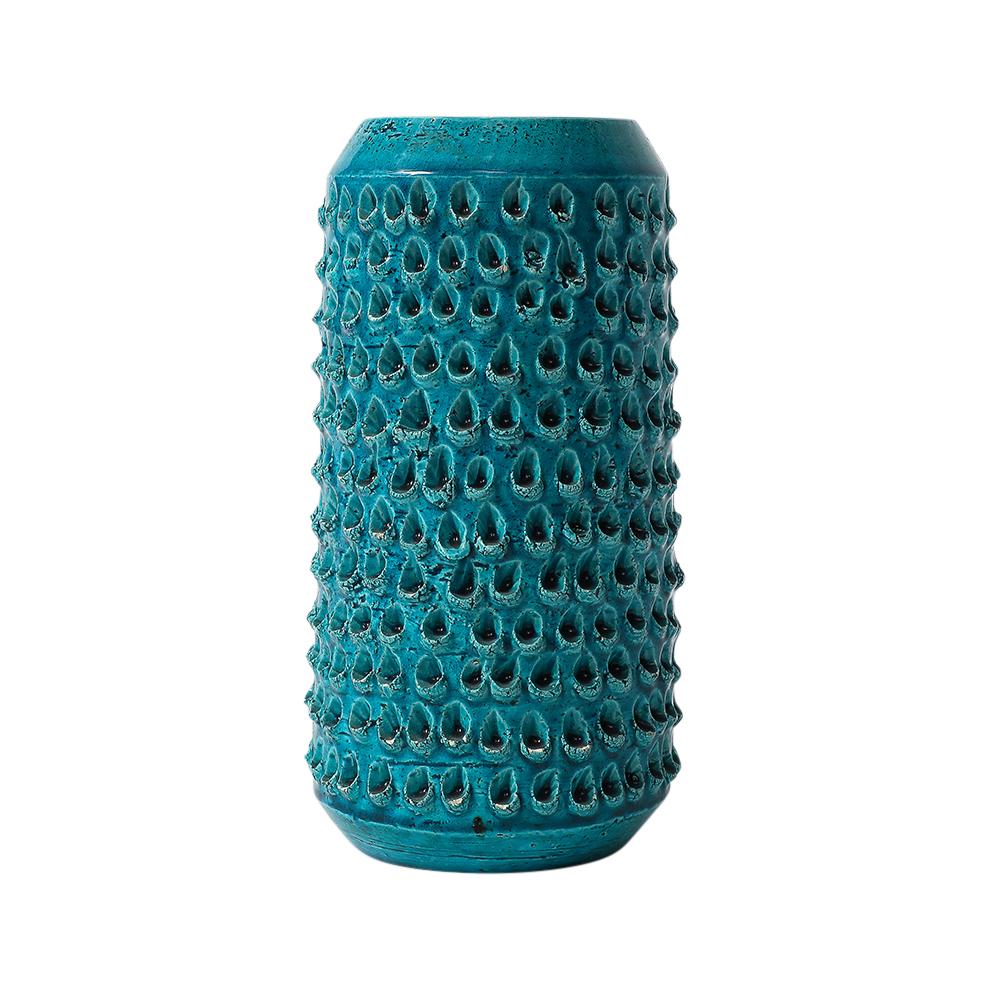 Jarrón Aldo Londi Bitossi Lacrima, Cerámica, Azul Turquesa, Texturado, Firmado Cerámico en venta