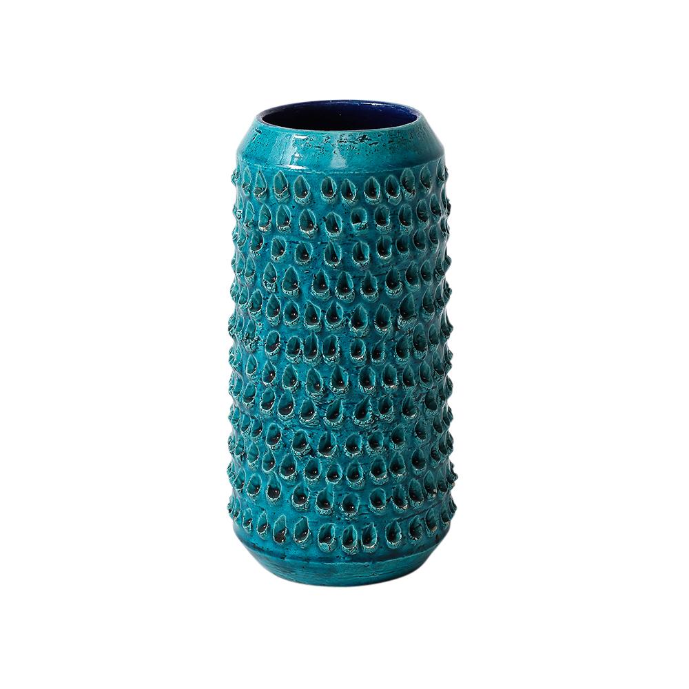 Jarrón Aldo Londi Bitossi Lacrima, Cerámica, Azul Turquesa, Texturado, Firmado en venta 1