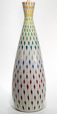 Aldo Londi Bitossi Large Table Lamp Piume Multicolore Signed, Italy 1950s