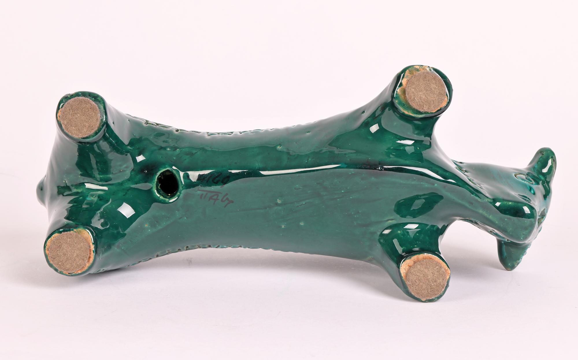 Aldo Londi Bitossi Mid-Century Turquoise Green Glazed Pottery Bull Figure 4