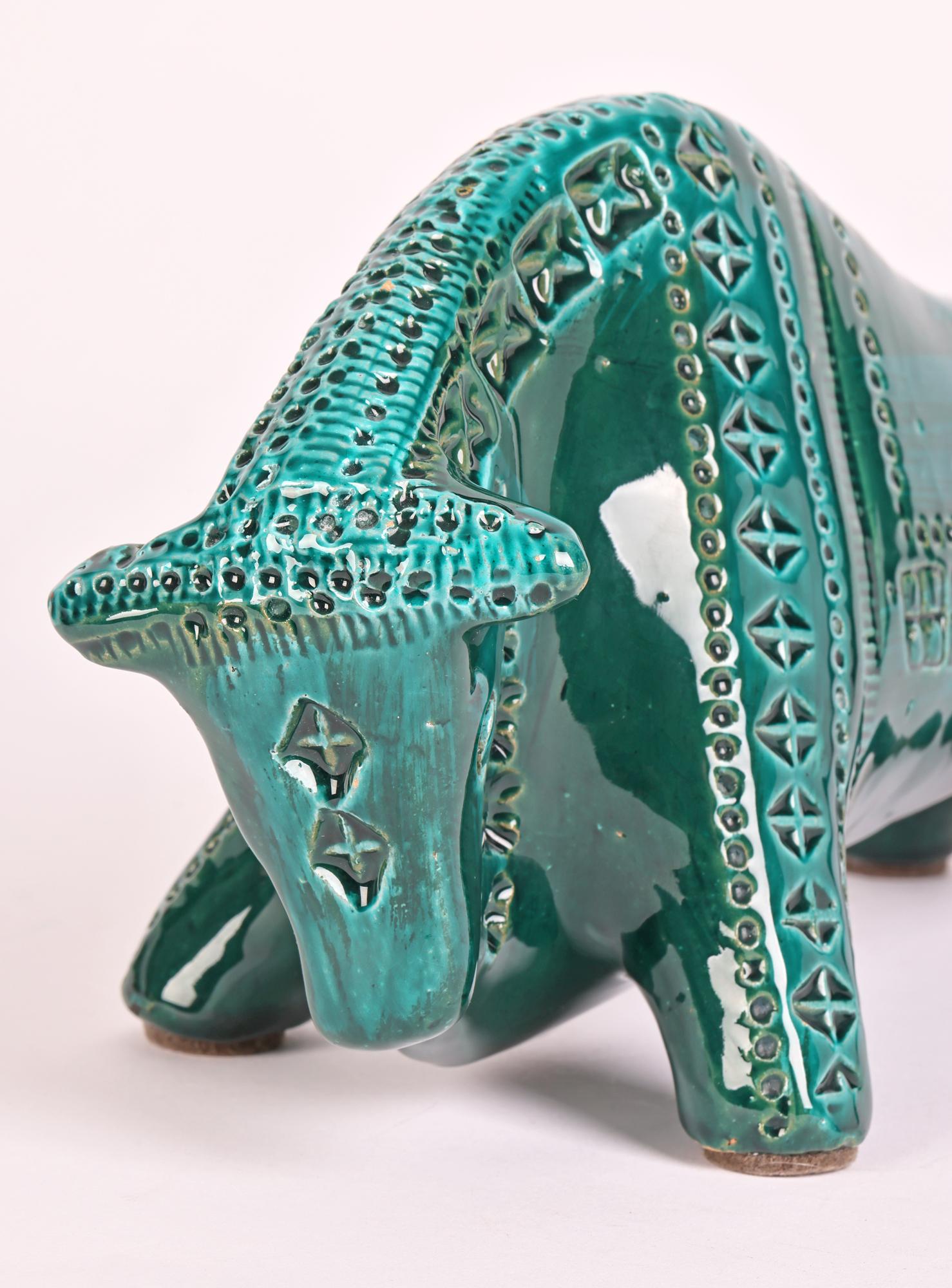A large and stylish Italian Bitossi mid-century art pottery figure of a bull by renowned artist Aldo Londi (Italian, 1911-2003) and dating from around 1960. 

Aldo Londi was a renowned Italian Ceramist but was also known as a painter and sculptor