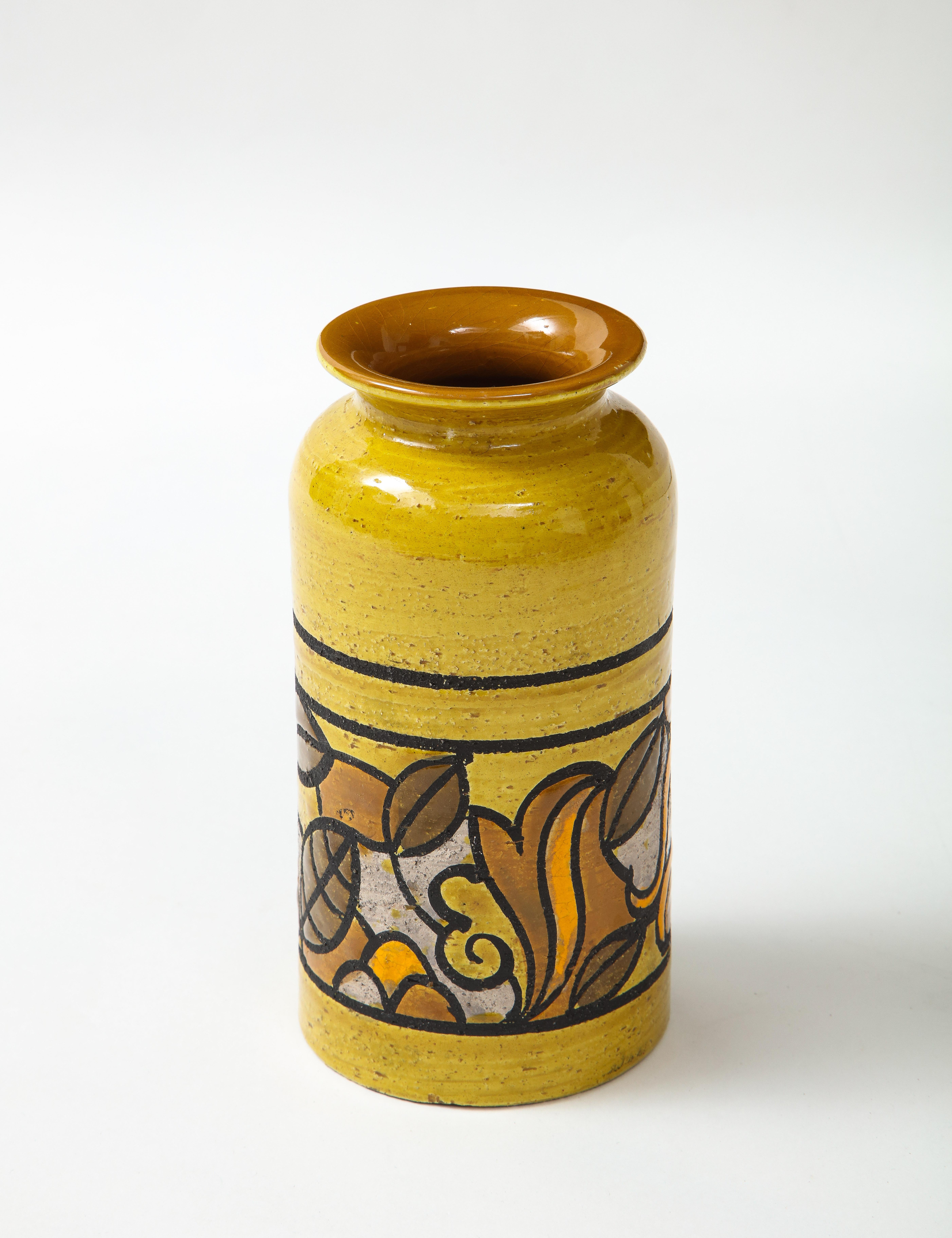 Ensemble de vases et boîte à glaçure ocre Bitossi d'Aldo Londi 4
