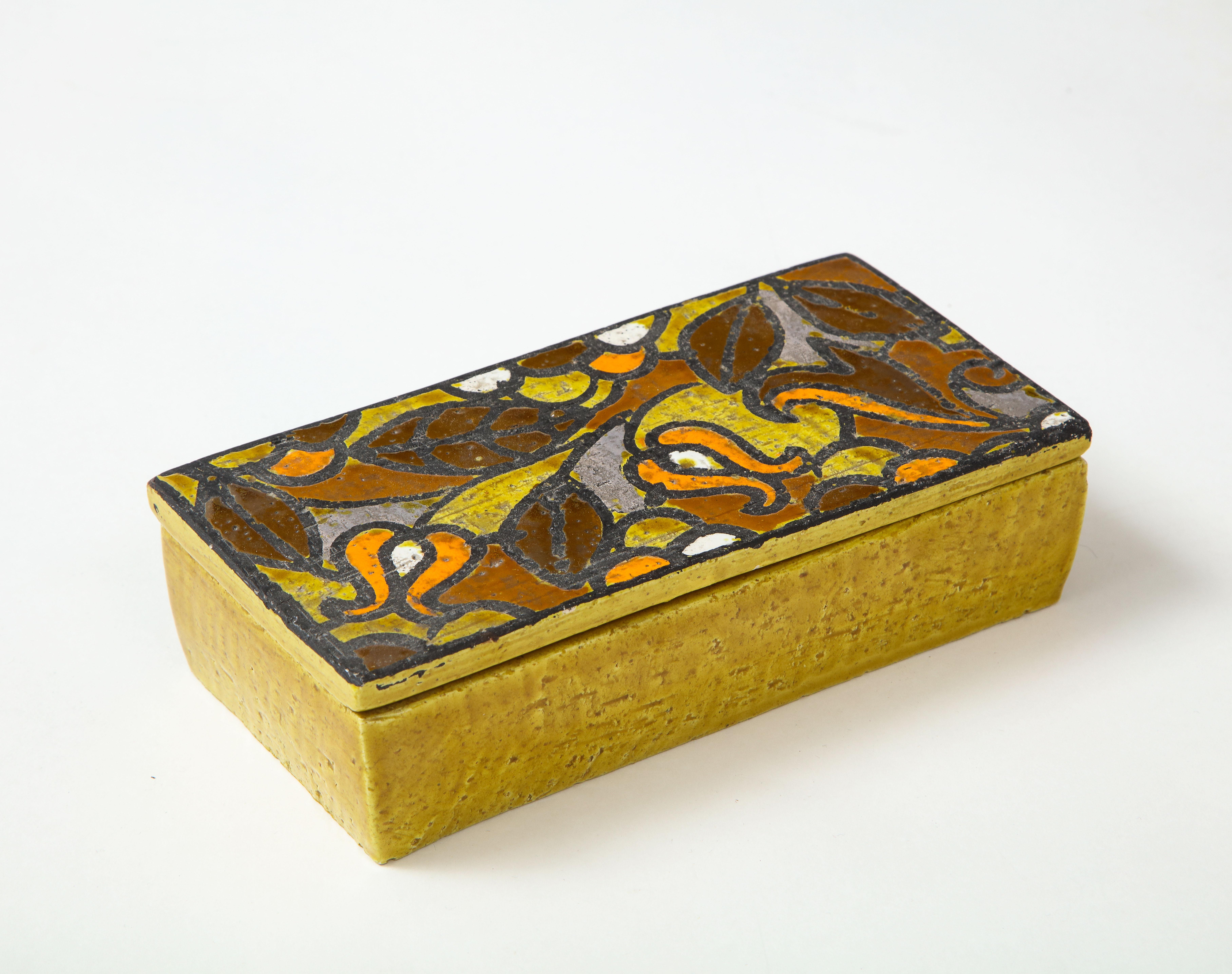 Ockerfarbene glasierte Schachtel von Aldo Londi Bitossi, Vasenset (Moderne der Mitte des Jahrhunderts) im Angebot