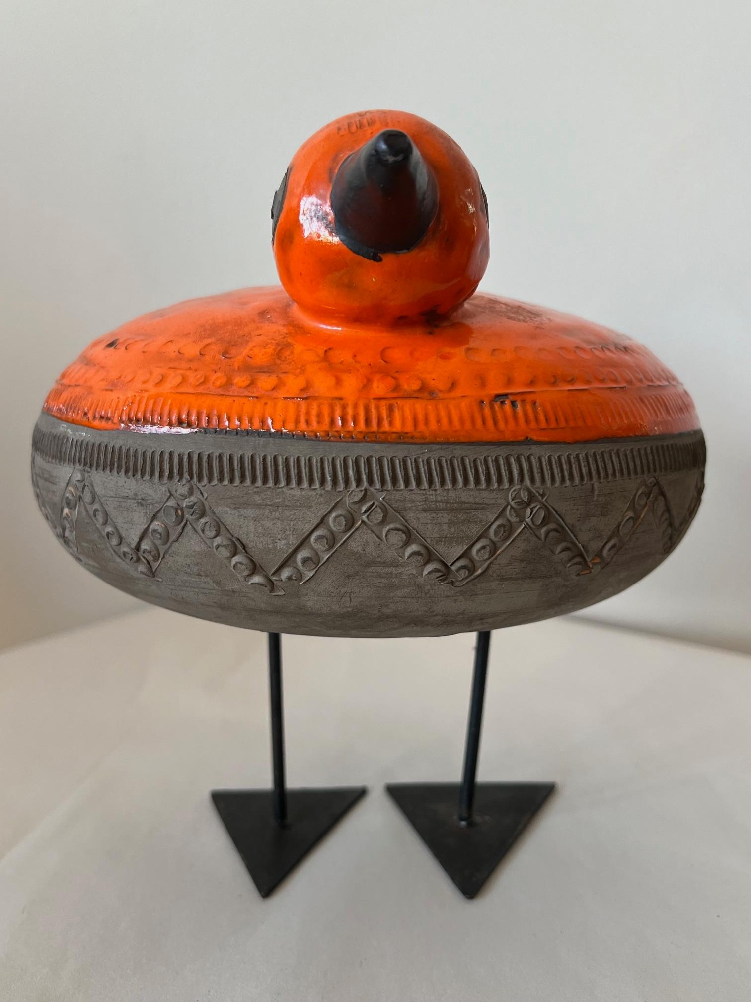Mid-Century Modern Aldo Londi Bitossi Orange Bird/Duck Italy 1960's For Sale