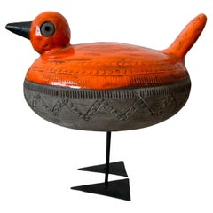 Orangefarbener Vogel/Zuck von Aldo Londi Bitossi, Italien 1960er Jahre