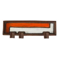 Aldo Londi Bitossi Raymor Ashtray, Mondrian, Orange, White, Geometric, Signed