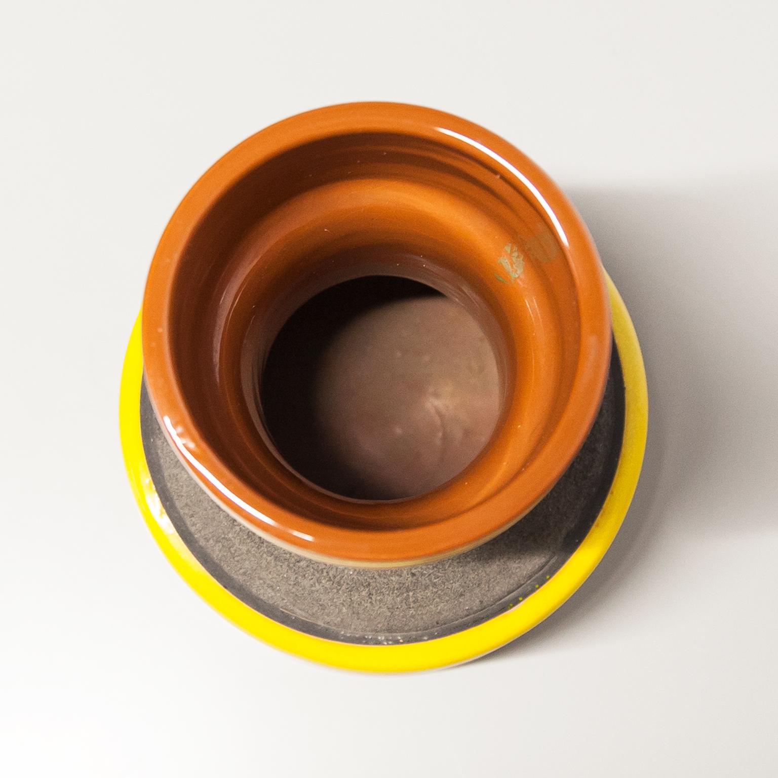 Mid-Century Modern Aldo Londi Bitossi Raymor Ceramic Vase Orange Stripes Pottery Italy 1960s For Sale