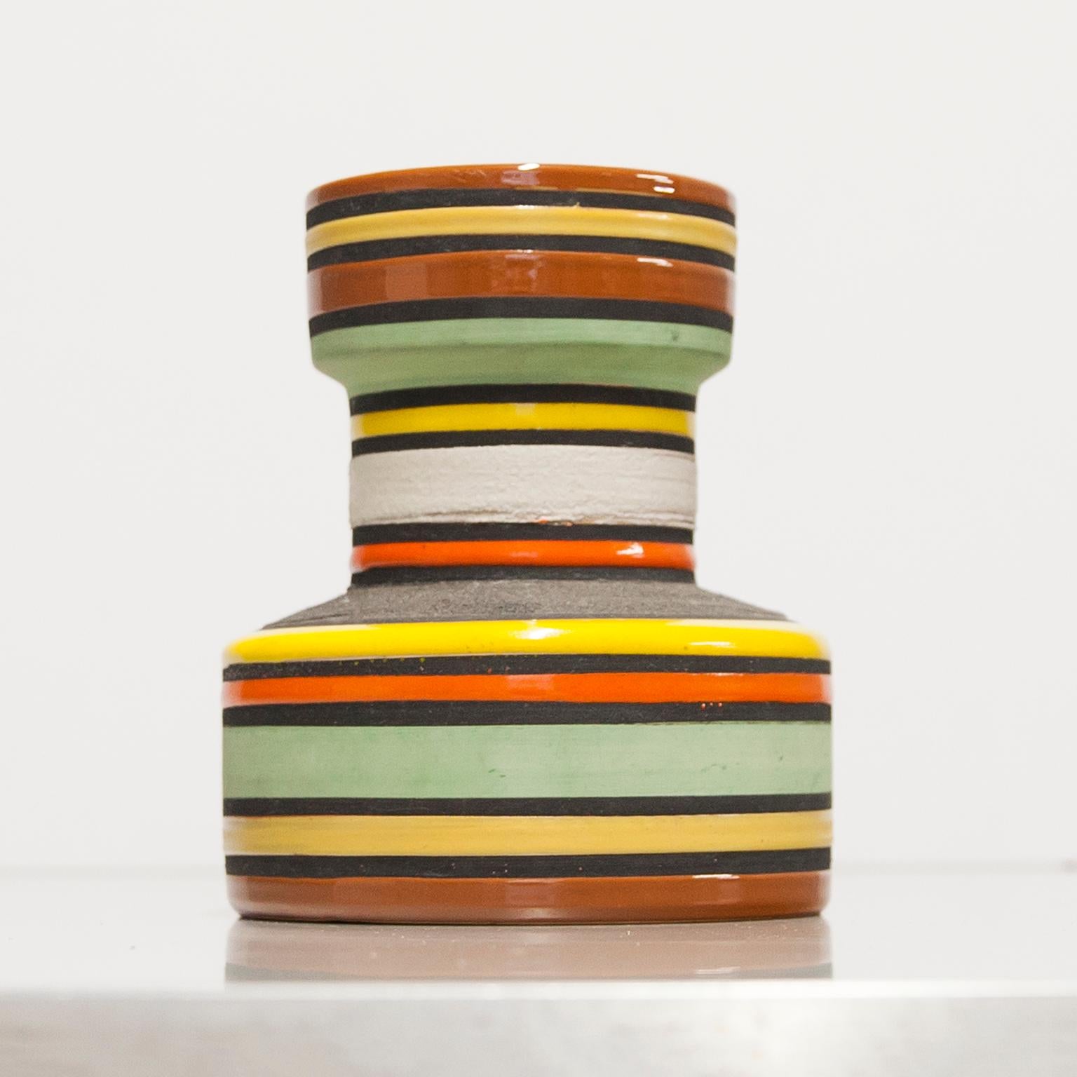 Aldo Londi Bitossi Raymor Ceramic Vase Orange Stripes Pottery Italy 1960s In Good Condition For Sale In Munich, DE