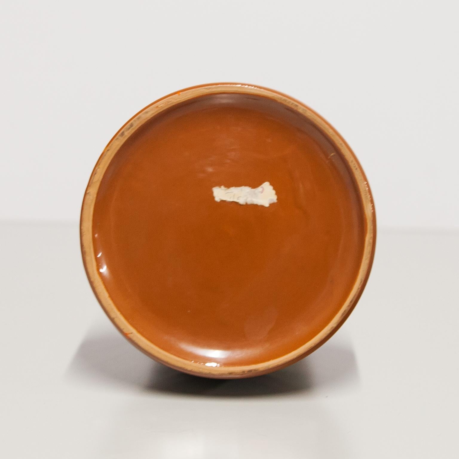 Milieu du XXe siècle Aldo Londi Bitossi Raymor vase en céramique à rayures oranges, Italie, années 1960 en vente