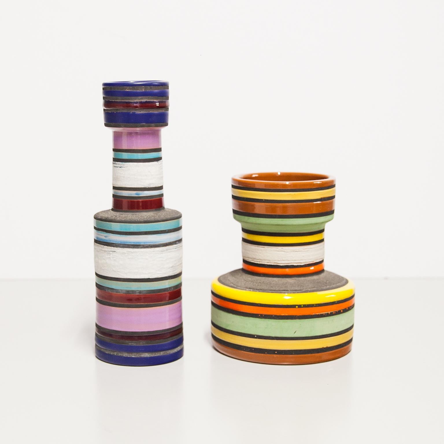 Aldo Londi Bitossi Raymor Ceramic Vase Orange Stripes Pottery Italy 1960s For Sale 1