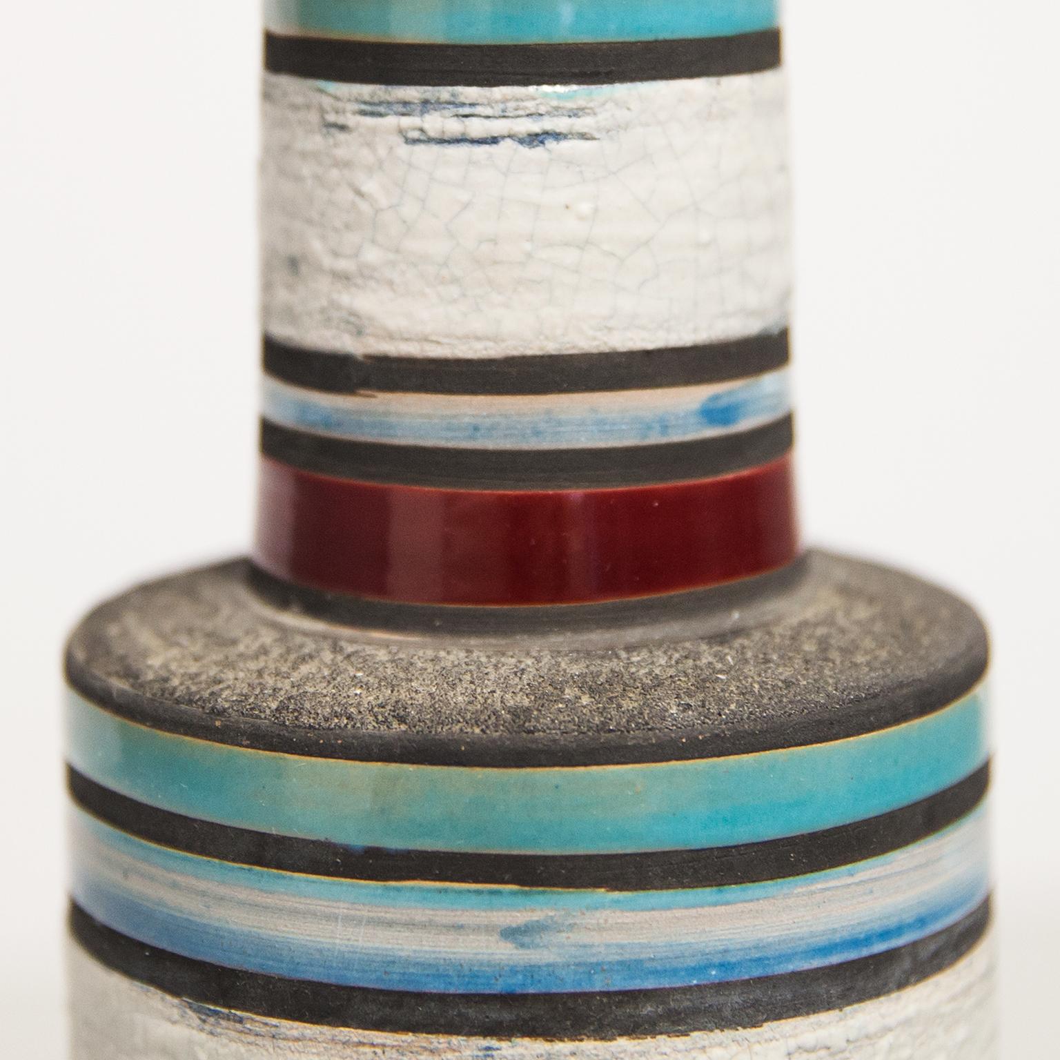Aldo Londi Bitossi Vaso in ceramica Raymor a strisce rosa firmato Italia 1960s In condizioni buone in vendita a Munich, DE