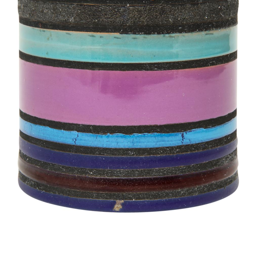 Aldo Londi Bitossi Raymor Ceramic Vase Stripes Pottery Signed, Italy, 1960s 3
