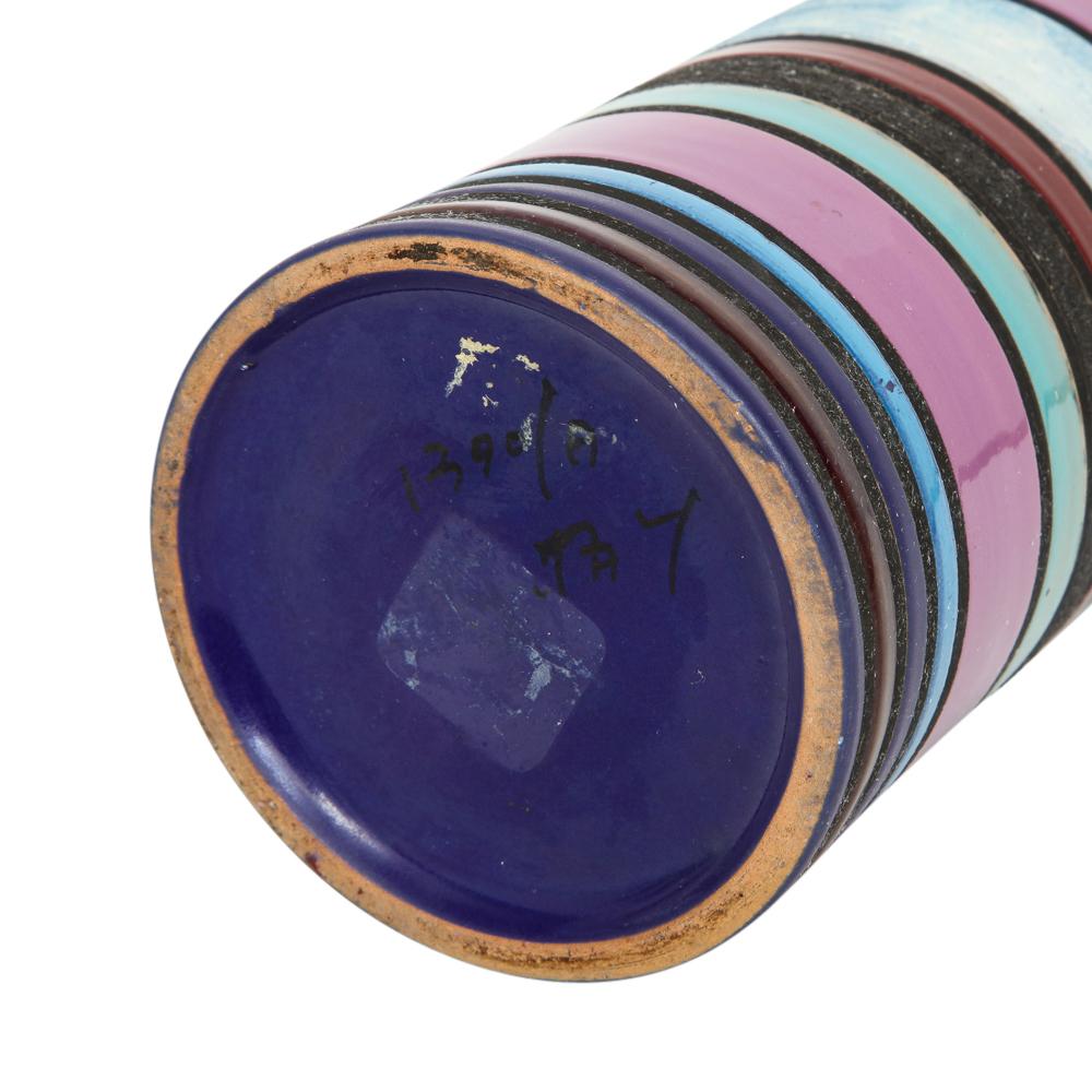 Aldo Londi Bitossi Raymor Ceramic Vase Stripes Pottery Signed, Italy, 1960s 4