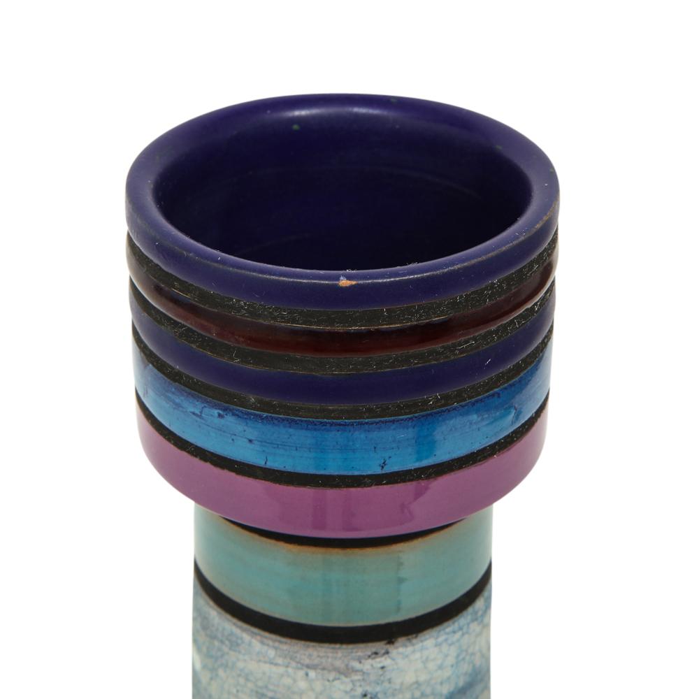 Glazed Aldo Londi Bitossi Raymor Ceramic Vase Stripes Pottery Signed, Italy, 1960s