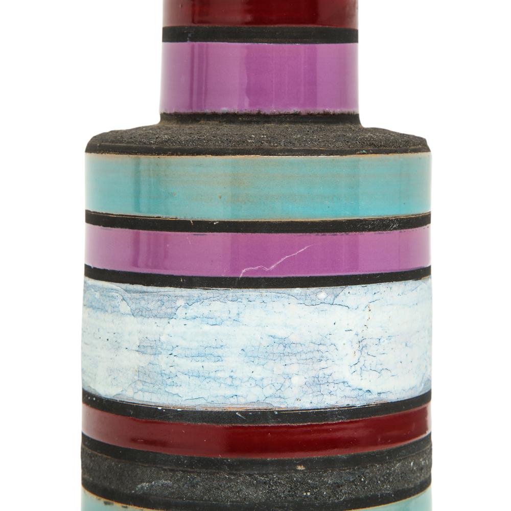Aldo Londi Bitossi Raymor Ceramic Vase Stripes Pottery Signed, Italy, 1960s 1