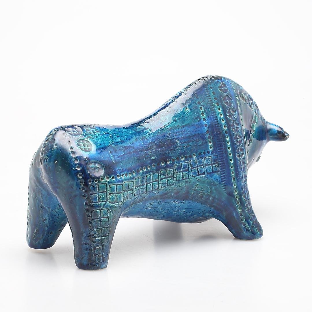 Toro Aldo Londi Bitossi Rimini Azul Italia, años 70 Cerámico en venta