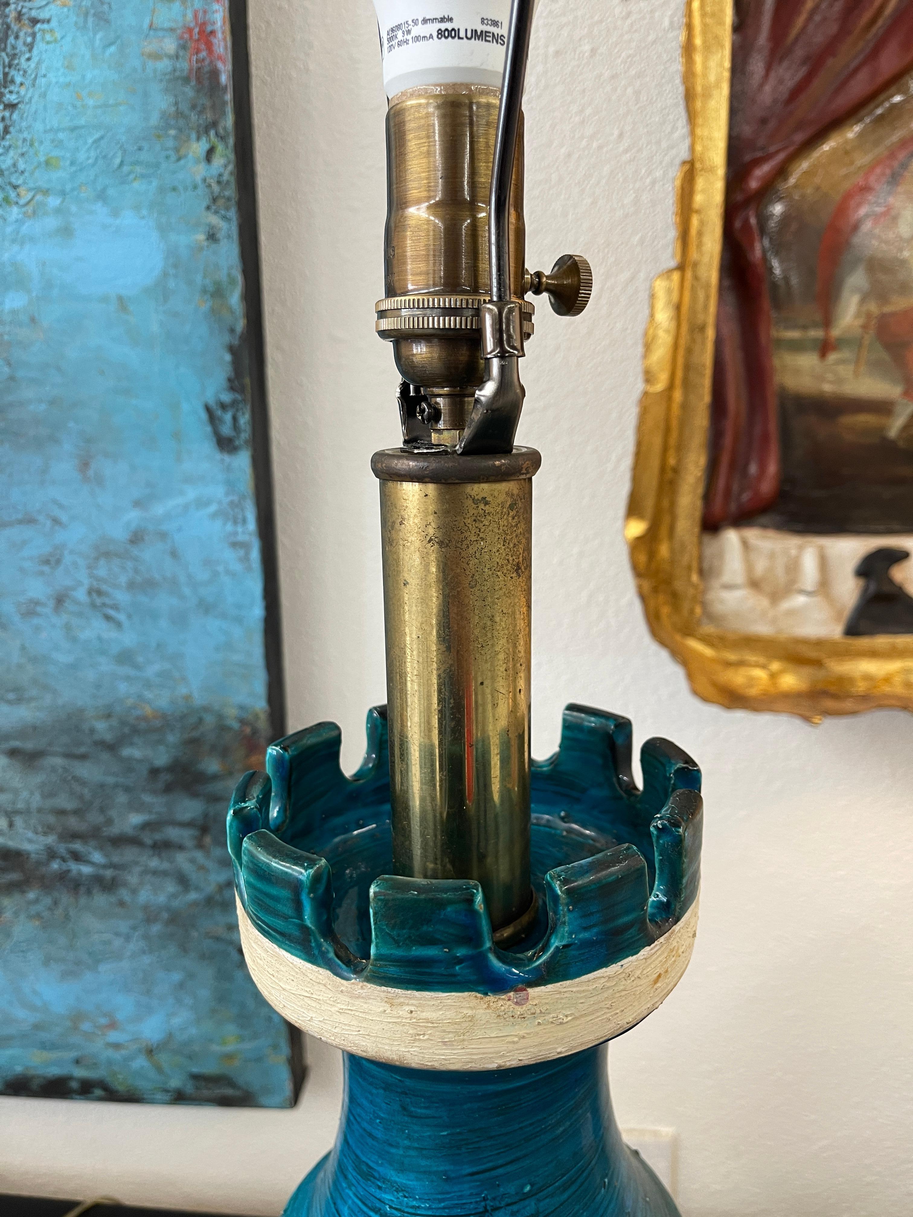 Aldo Londi Bitossi Rimini Blue Castle Lamp For Sale 2