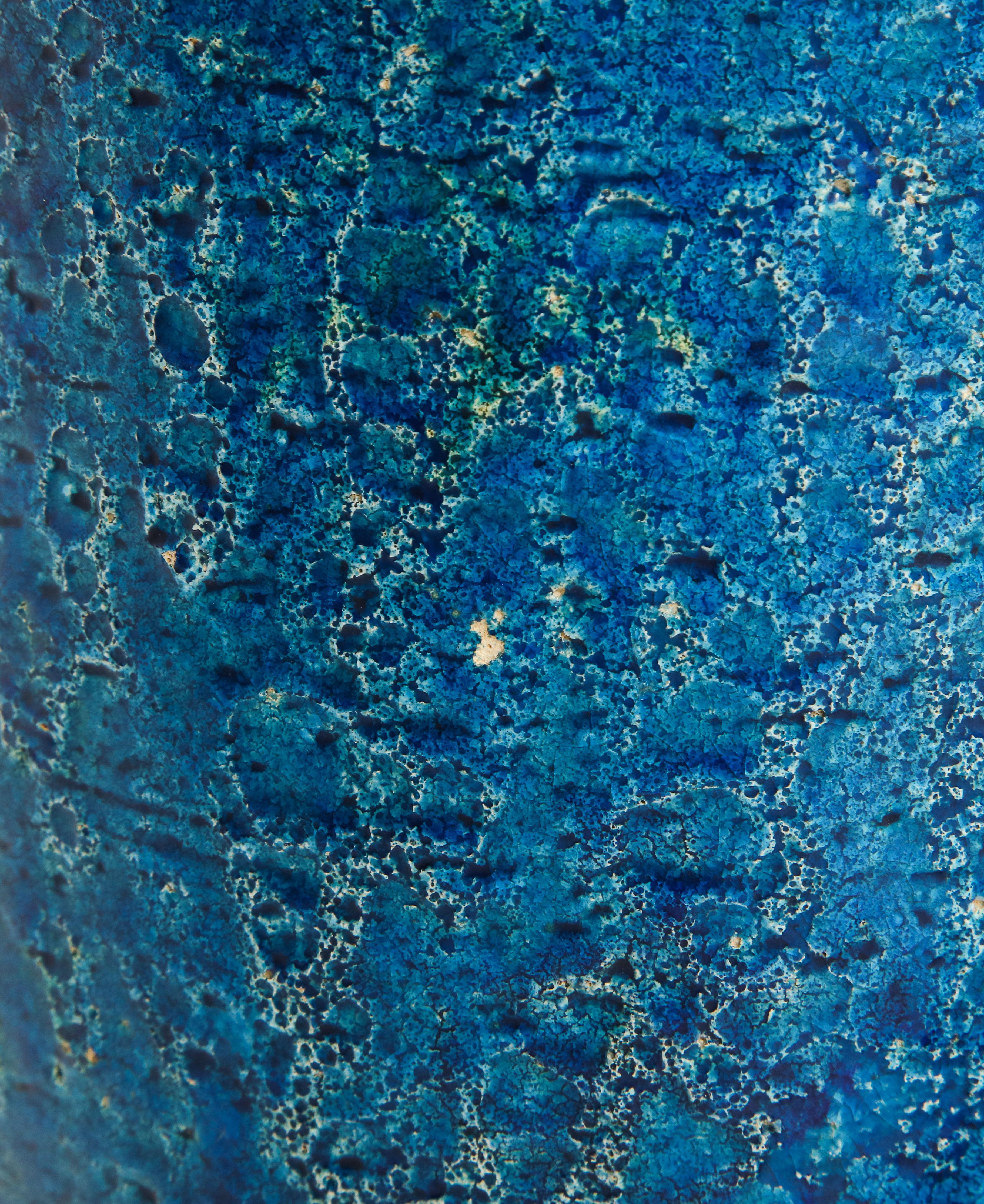 Glazed Bitossi Lamp, Ceramic, Cinese Blue, Signed