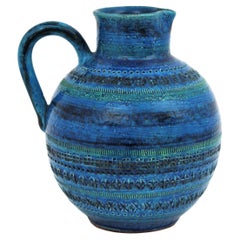 Aldo Londi Bitossi Rimini Blue  Glazed Ceramic XL Jug Vase