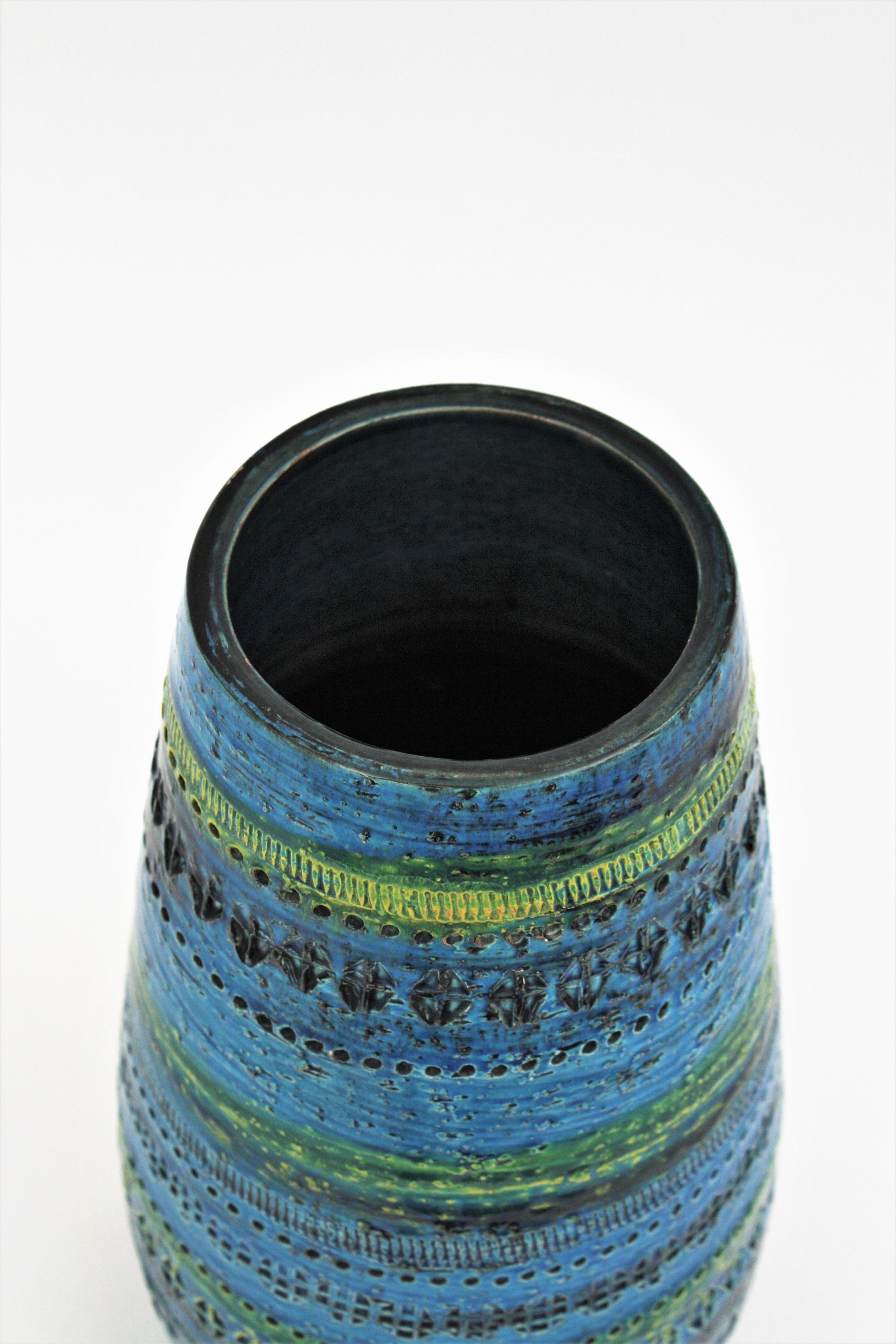 Aldo Londi Bitossi Rimini Blue Glazed Ceramic Ovoid Large Vase 5