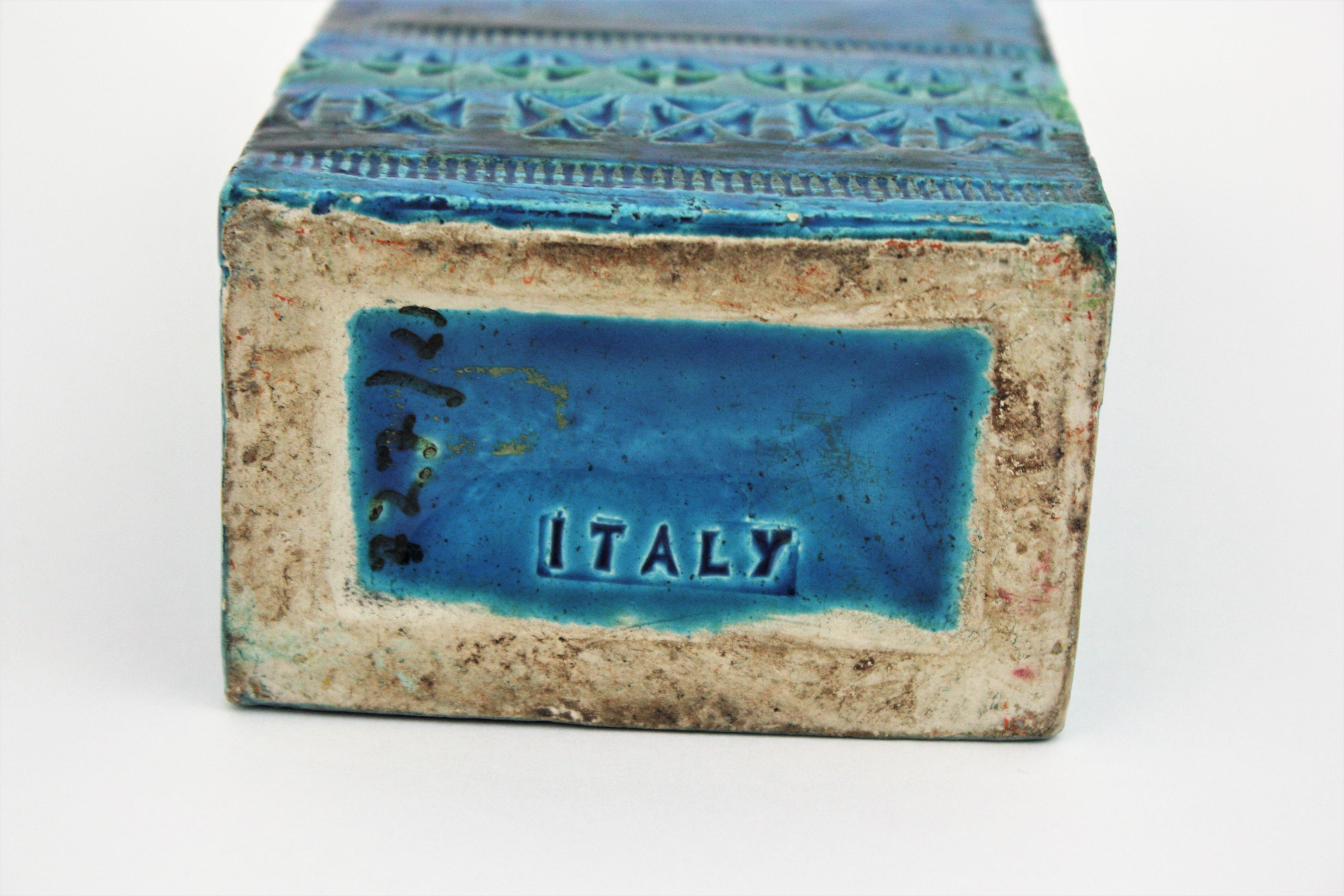 Aldo Londi Bitossi Rimini Blue Glazed Ceramic Rectangular Vase 6