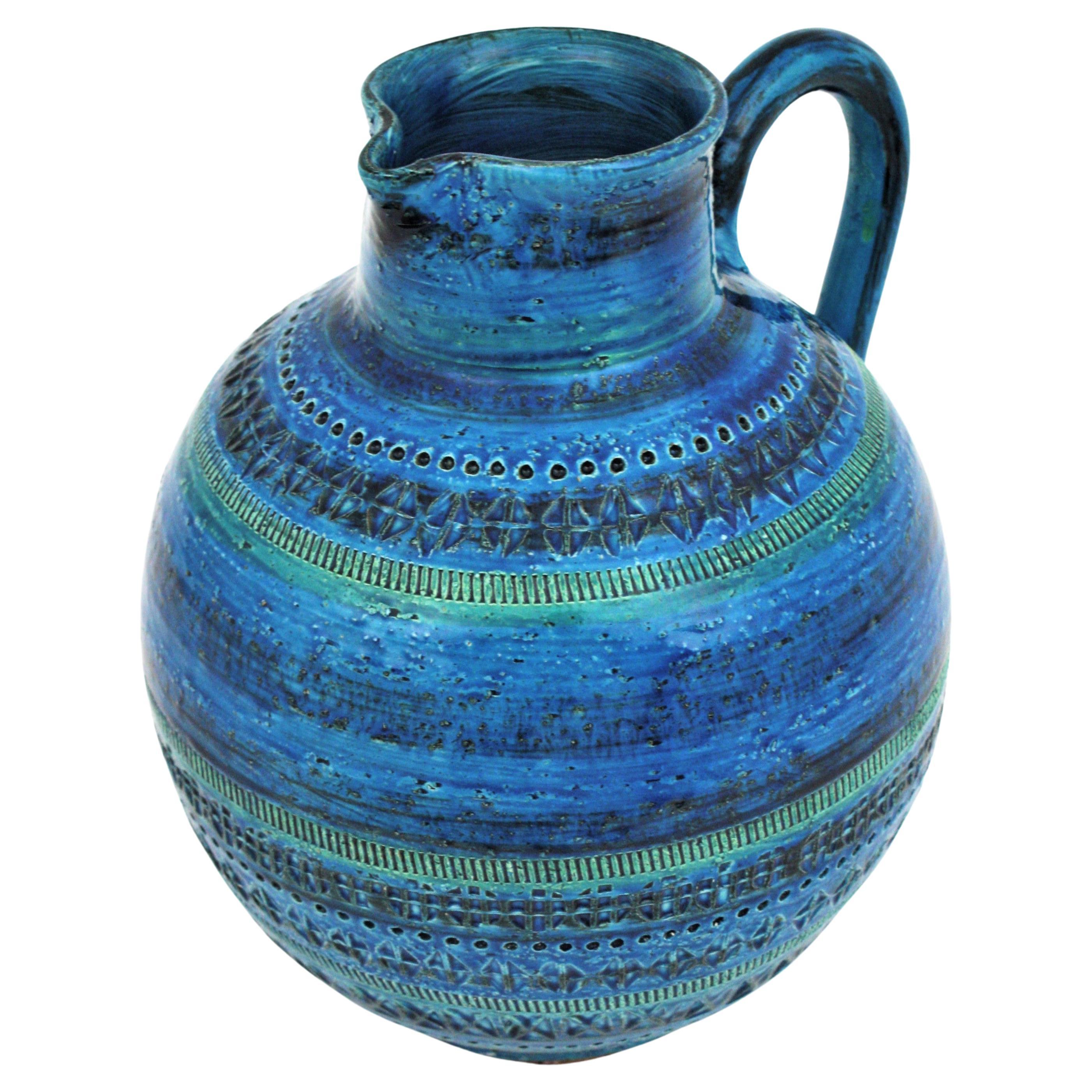 Aldo Londi Bitossi Rimini Blu  Vaso brocca XL in ceramica smaltata