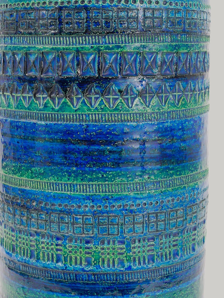 Aldo Londi Bitossi Rimini Blue Glazed Extra Large Ceramic Vase Umbrella Stand For Sale 6