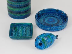 Aldo Londi Bitossi Rimini Blue Glazed Extra Large Ceramic Vase Umbrella Stand