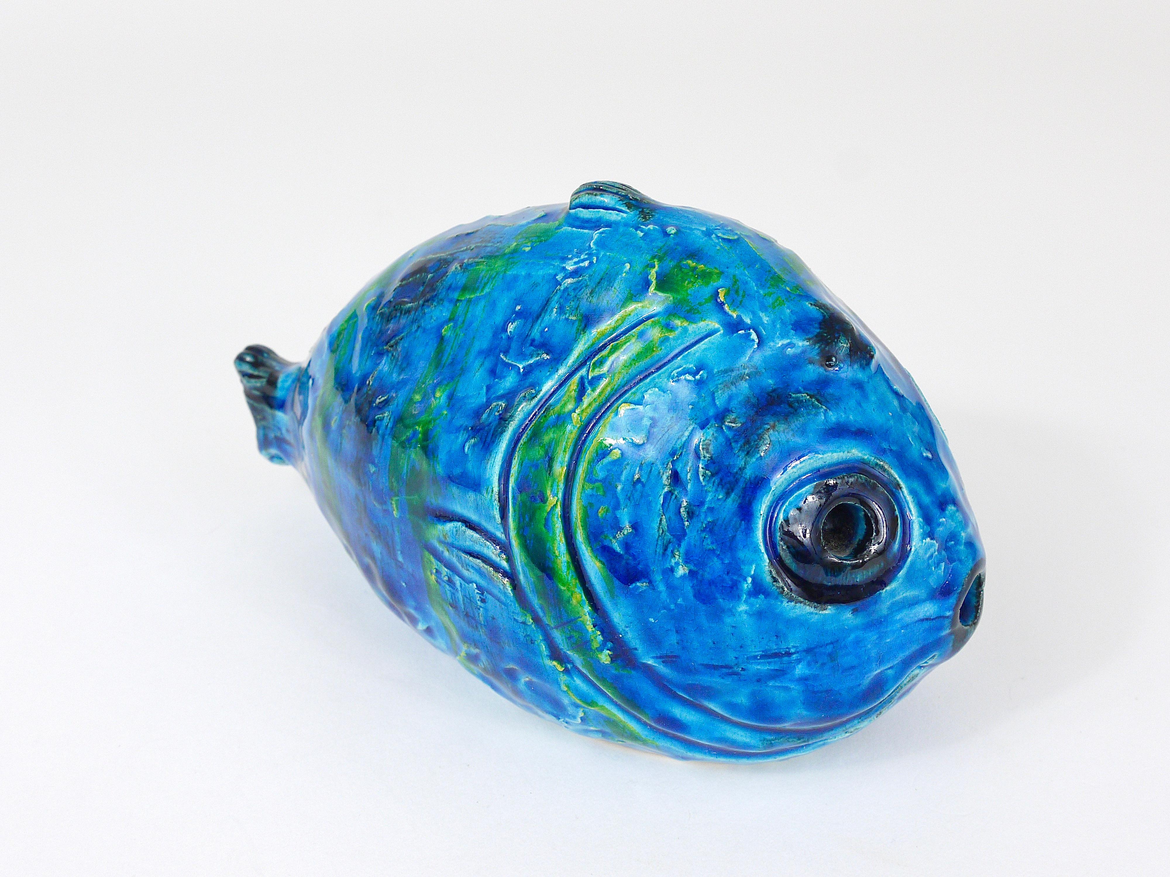 Aldo Londi Bitossi Rimini Blue Glazed Fish Sculpture Figurine, Italy, 1950s For Sale 2