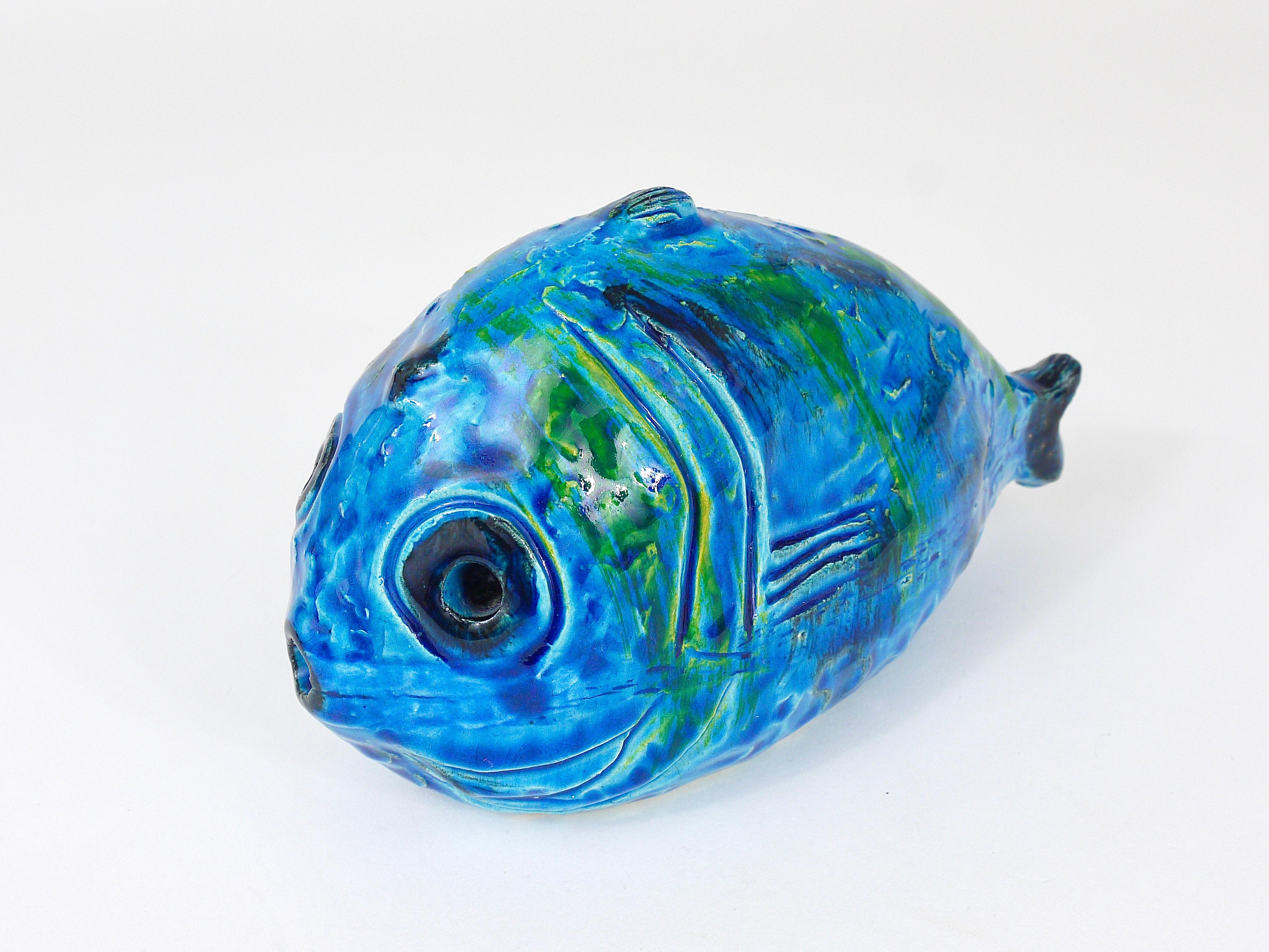 Aldo Londi Bitossi Rimini Blue Glazed Fish Sculpture Figurine, Italy, 1950s For Sale 2