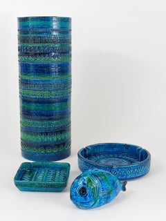 Aldo Londi Bitossi Rimini Blue Glazed Fish Sculpture Figurine, Italy, 1950s