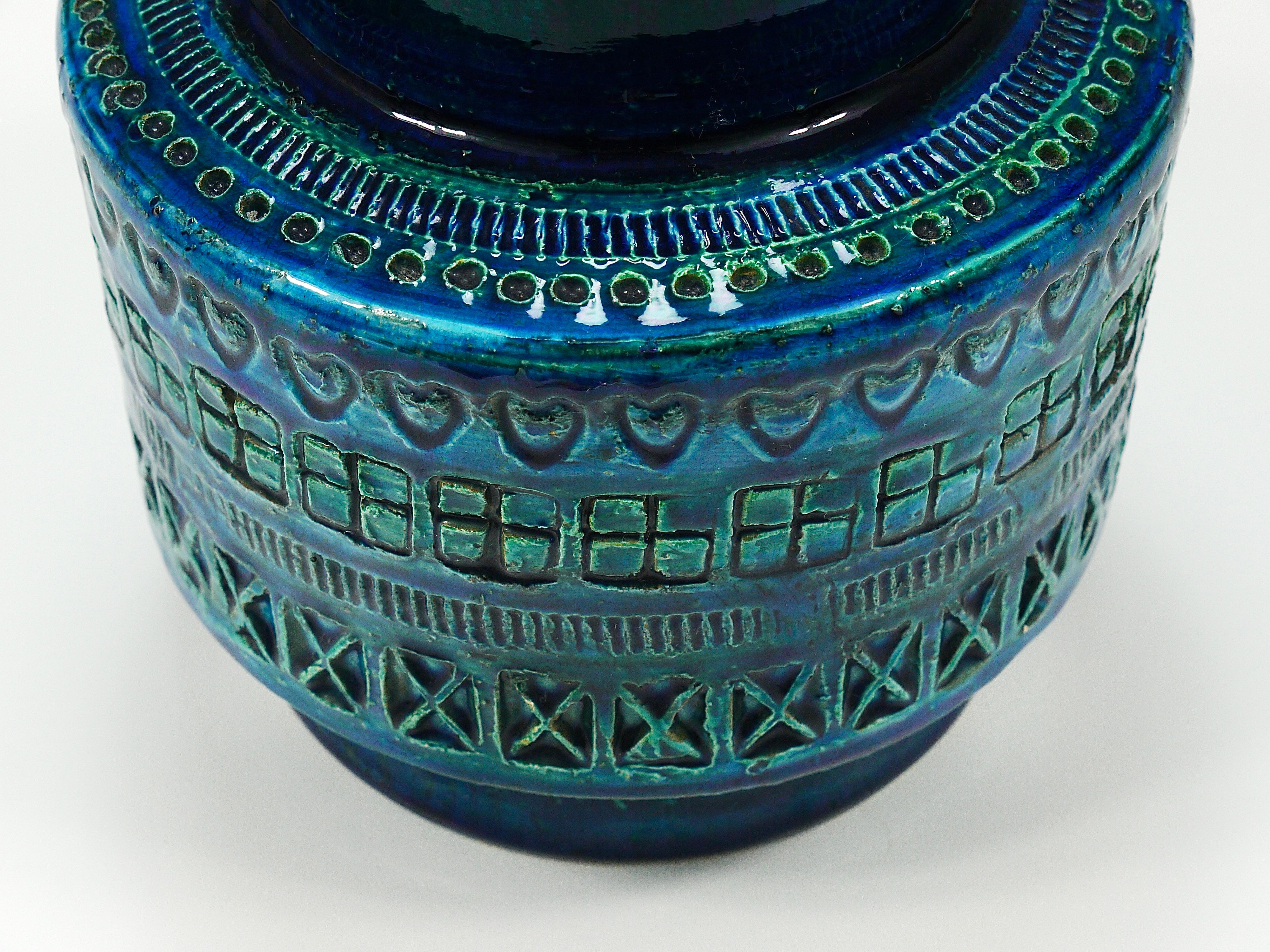 Aldo Londi Bitossi Rimini Blue Glazed Mid-Century Ceramic Vase, Italy, 1950s 4
