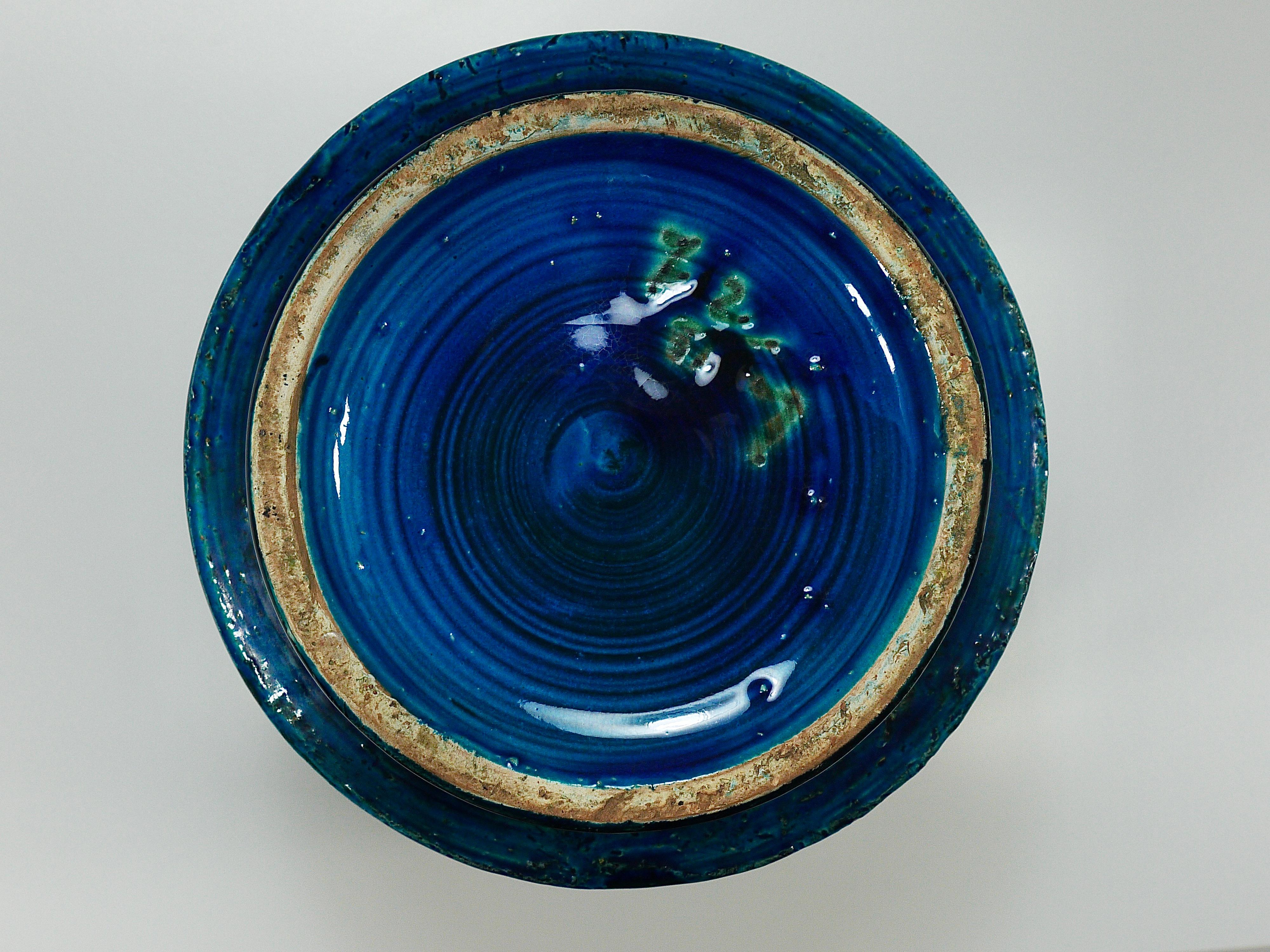 Aldo Londi Bitossi Rimini Blue Glazed Mid-Century Ceramic Vase, Italy, 1950s 5