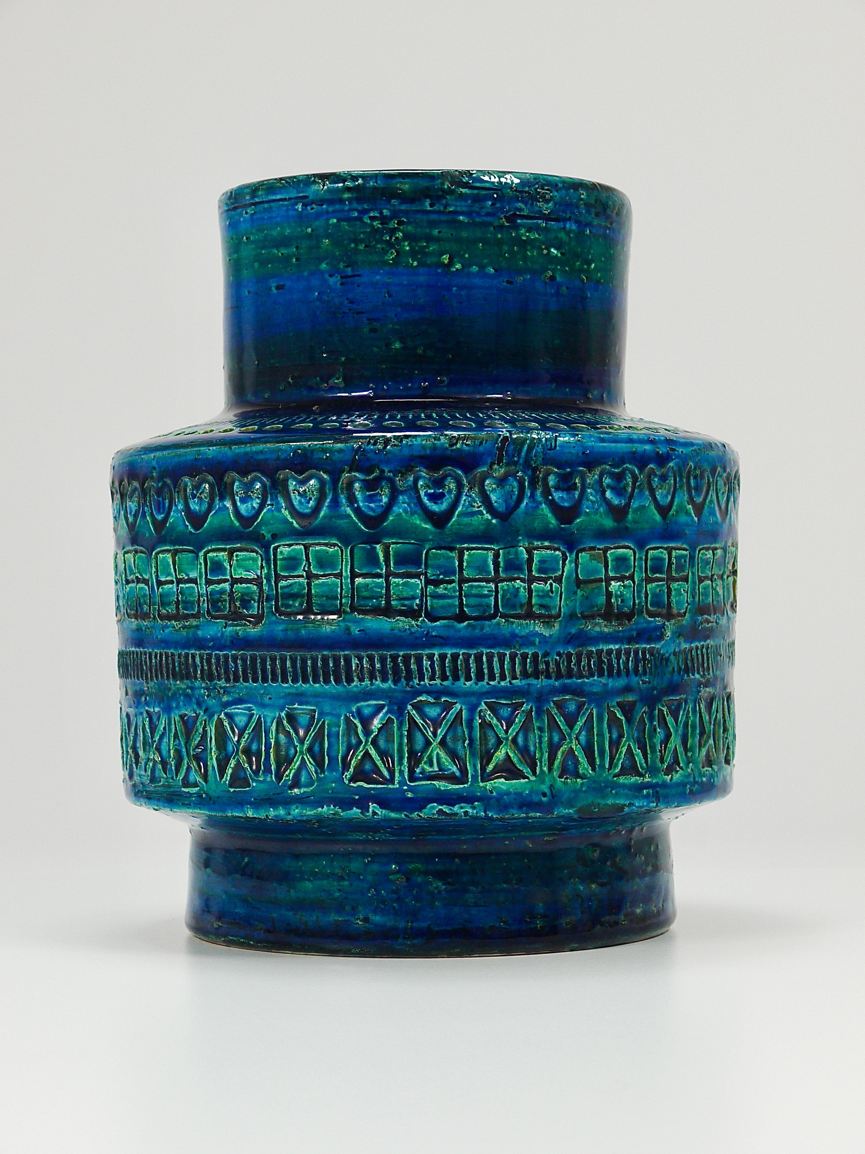 Aldo Londi Bitossi Rimini Blue Glazed Mid-Century Ceramic Vase, Italy, 1950s In Good Condition In Vienna, AT