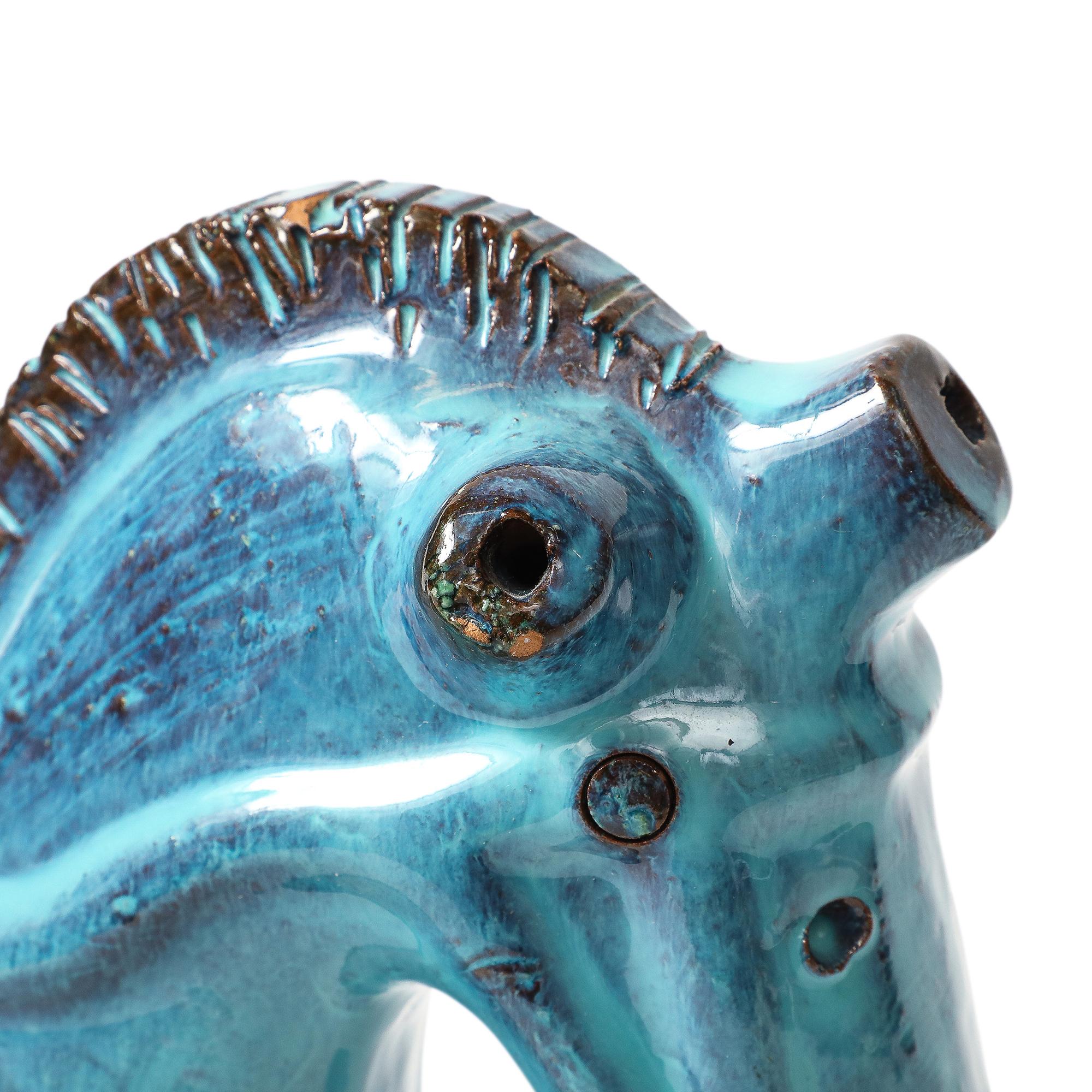 Aldo Londi Bitossi Rosenthal Netter Horse, Ceramic, Cyan Blue, Signed in vendita 7