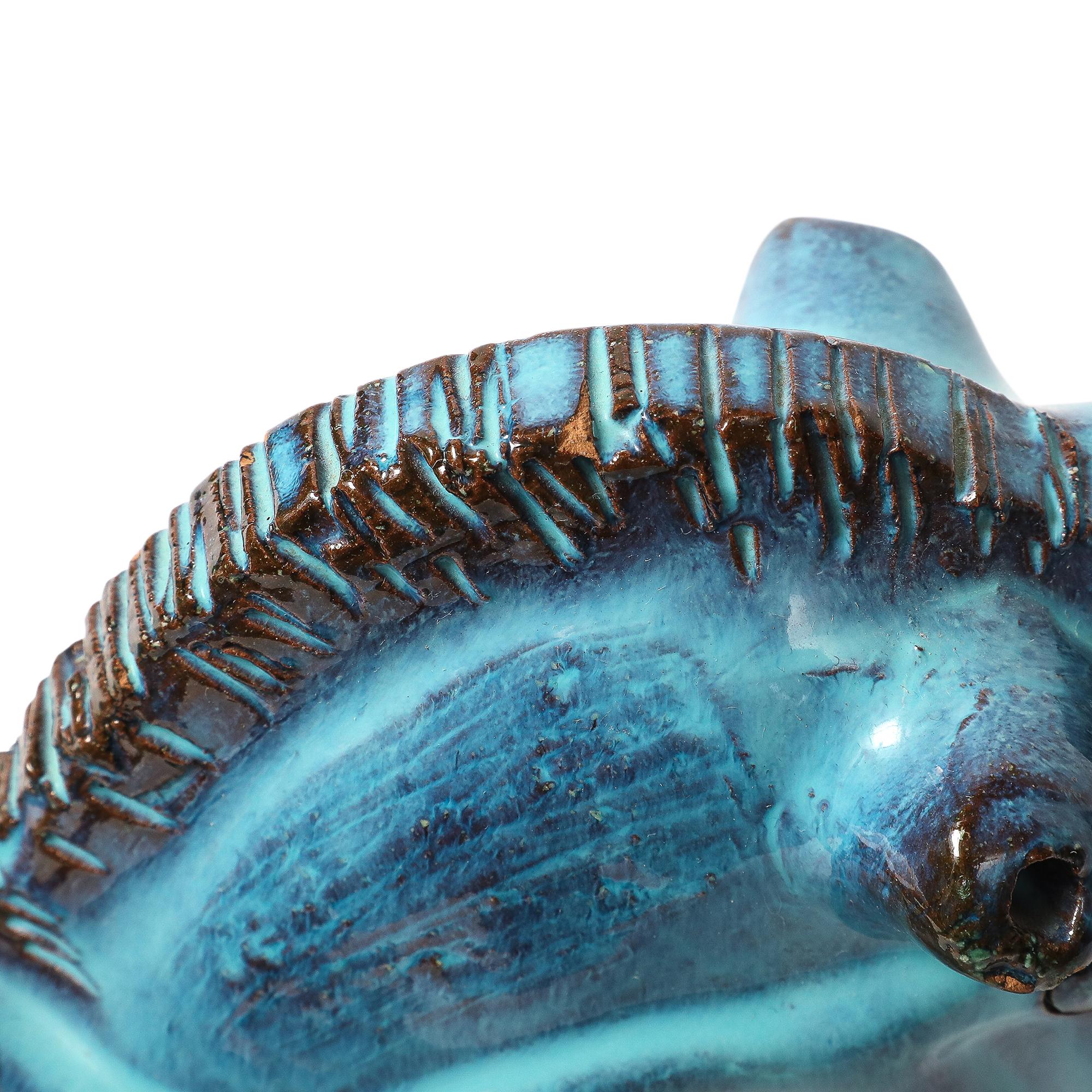 Aldo Londi Bitossi Rosenthal Netter Horse, Ceramic, Cyan Blue, Signed in vendita 8