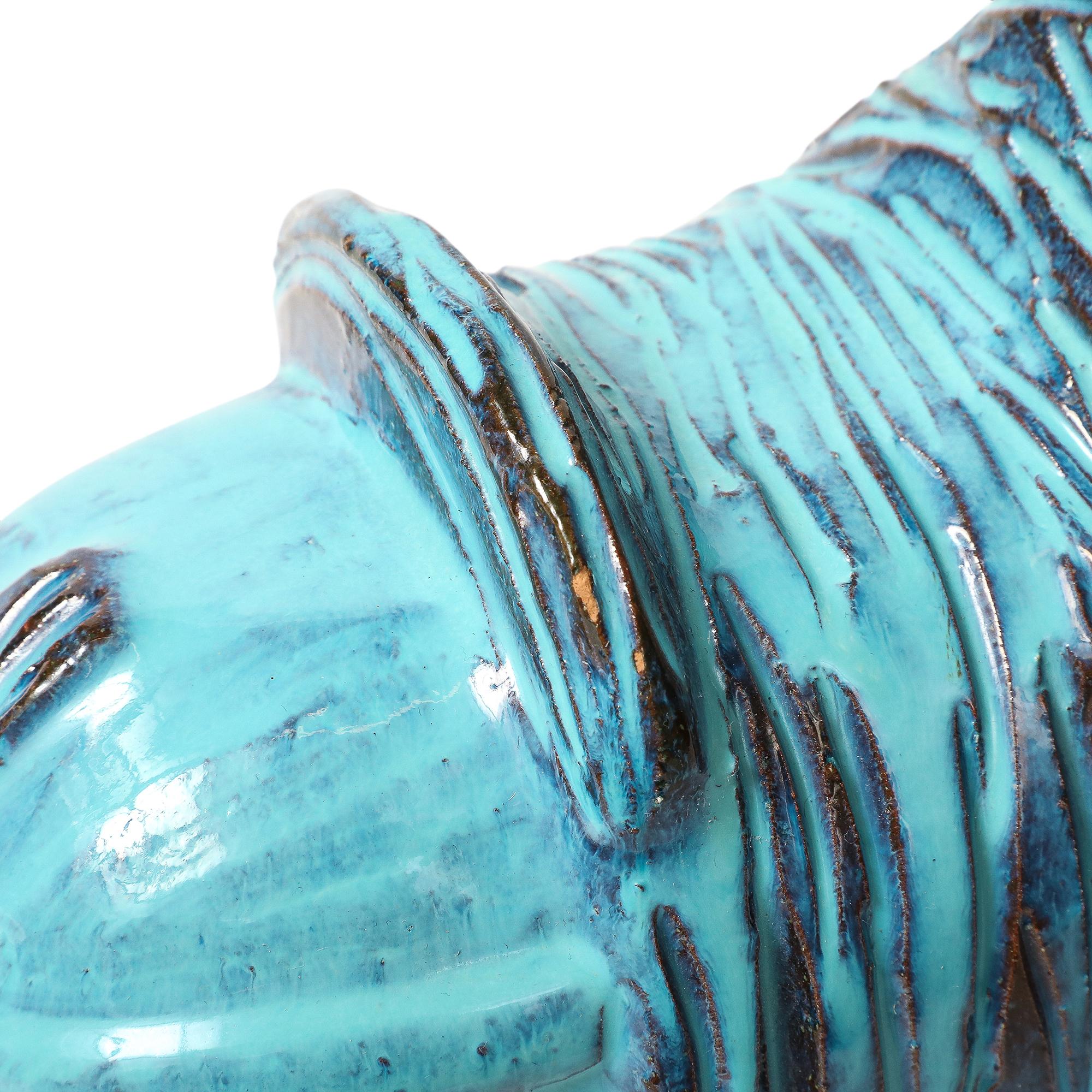 Aldo Londi Bitossi Rosenthal Netter Horse, Ceramic, Cyan Blue, Signed in vendita 9