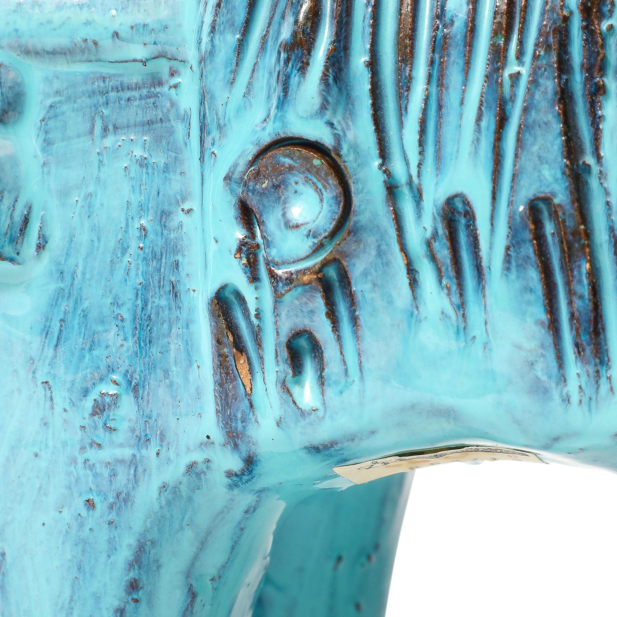 Aldo Londi Bitossi Rosenthal Netter Horse, Ceramic, Cyan Blue, Signed in vendita 10