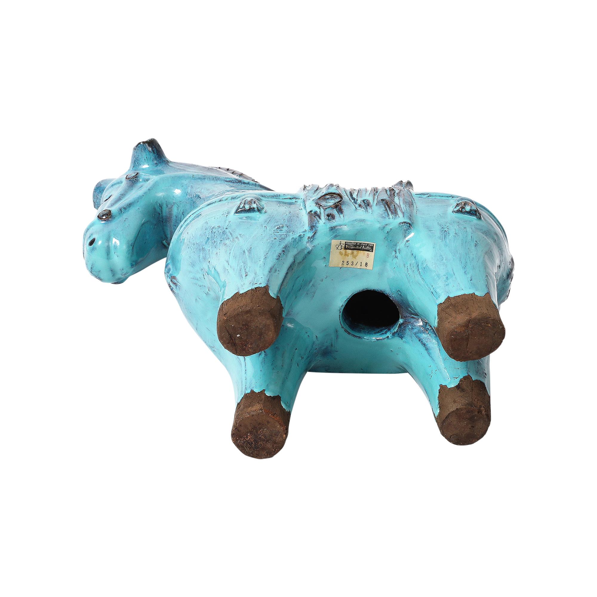 Aldo Londi Bitossi Rosenthal Netter Horse, Ceramic, Cyan Blue, Signed in vendita 11