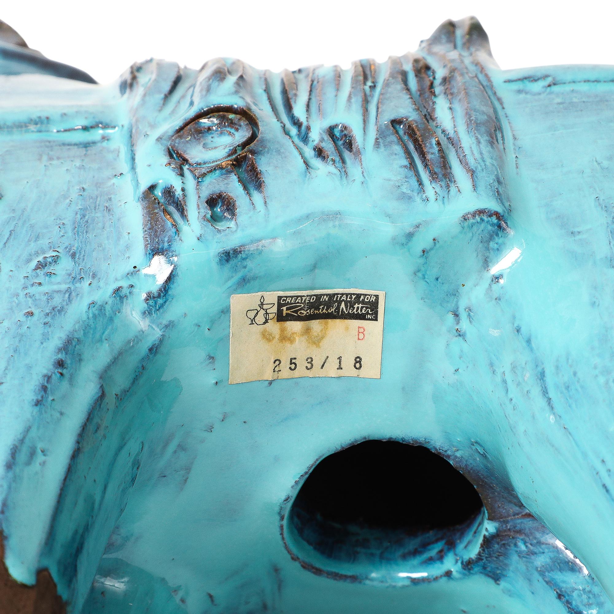 Aldo Londi Bitossi Rosenthal Netter Horse, Ceramic, Cyan Blue, Signed in vendita 12