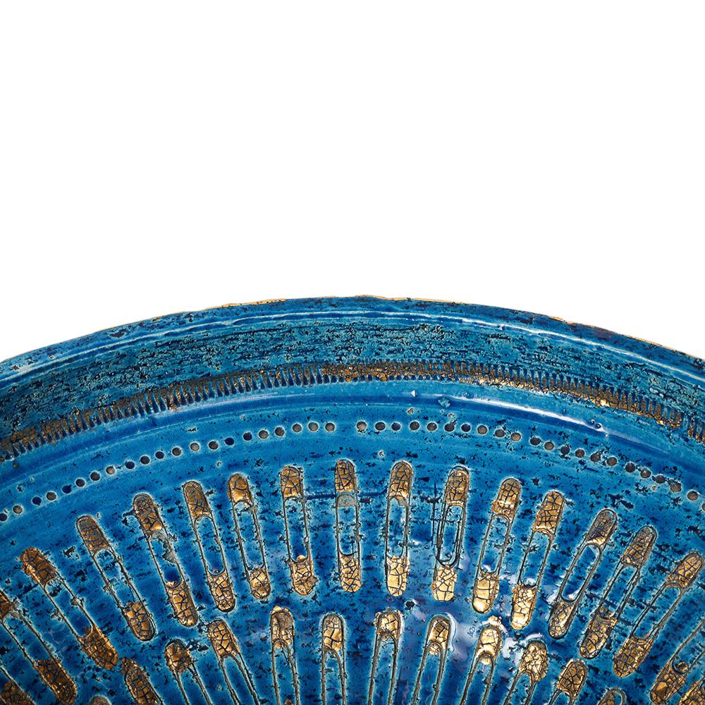 Cuenco con imperdible Aldo Londi Bitossi, cerámica, azul, dorado, firmado en venta 3