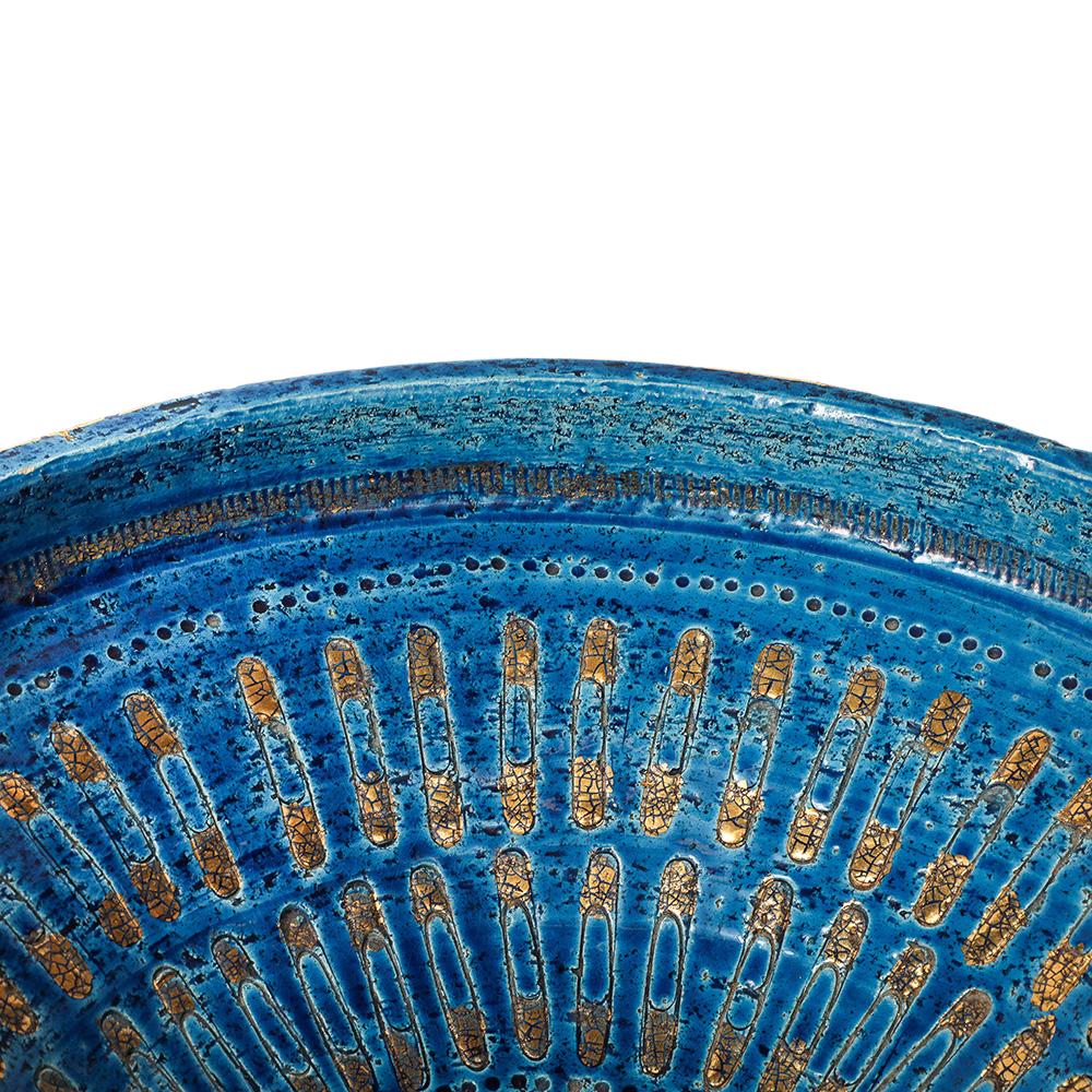 Cuenco con imperdible Aldo Londi Bitossi, cerámica, azul, dorado, firmado en venta 4