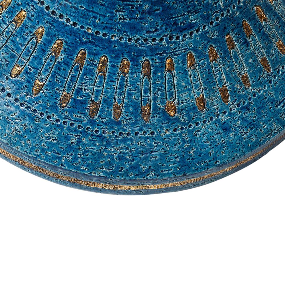 Cuenco con imperdible Aldo Londi Bitossi, cerámica, azul, dorado, firmado en venta 5