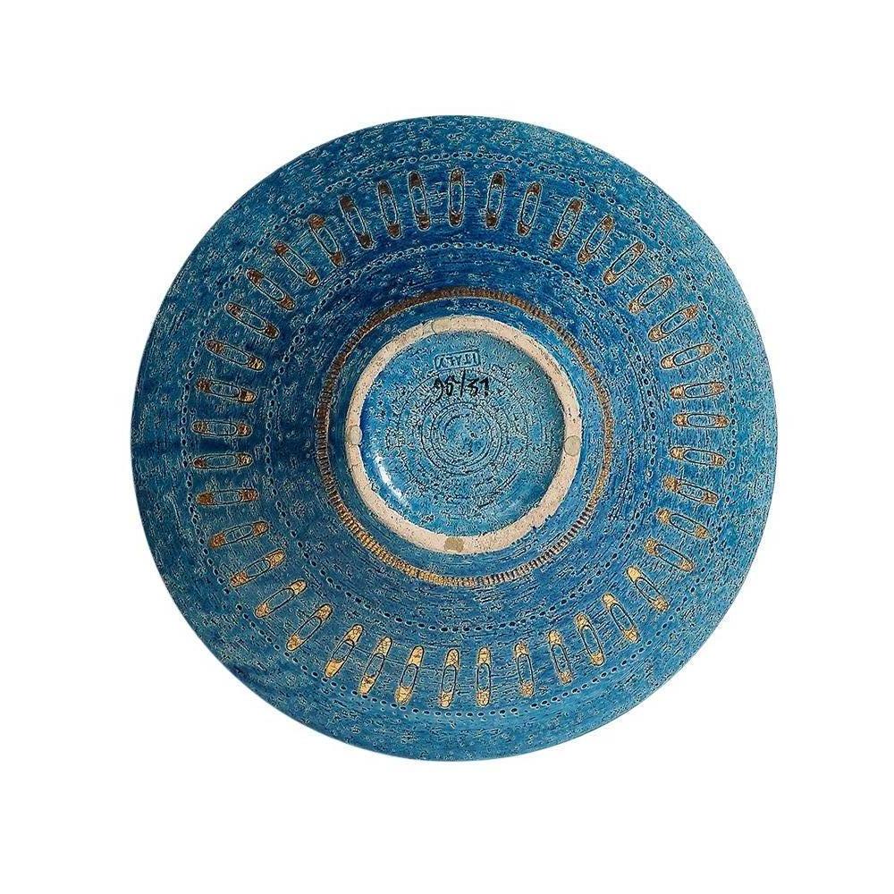 Cuenco con imperdible Aldo Londi Bitossi, cerámica, azul, dorado, firmado en venta 8